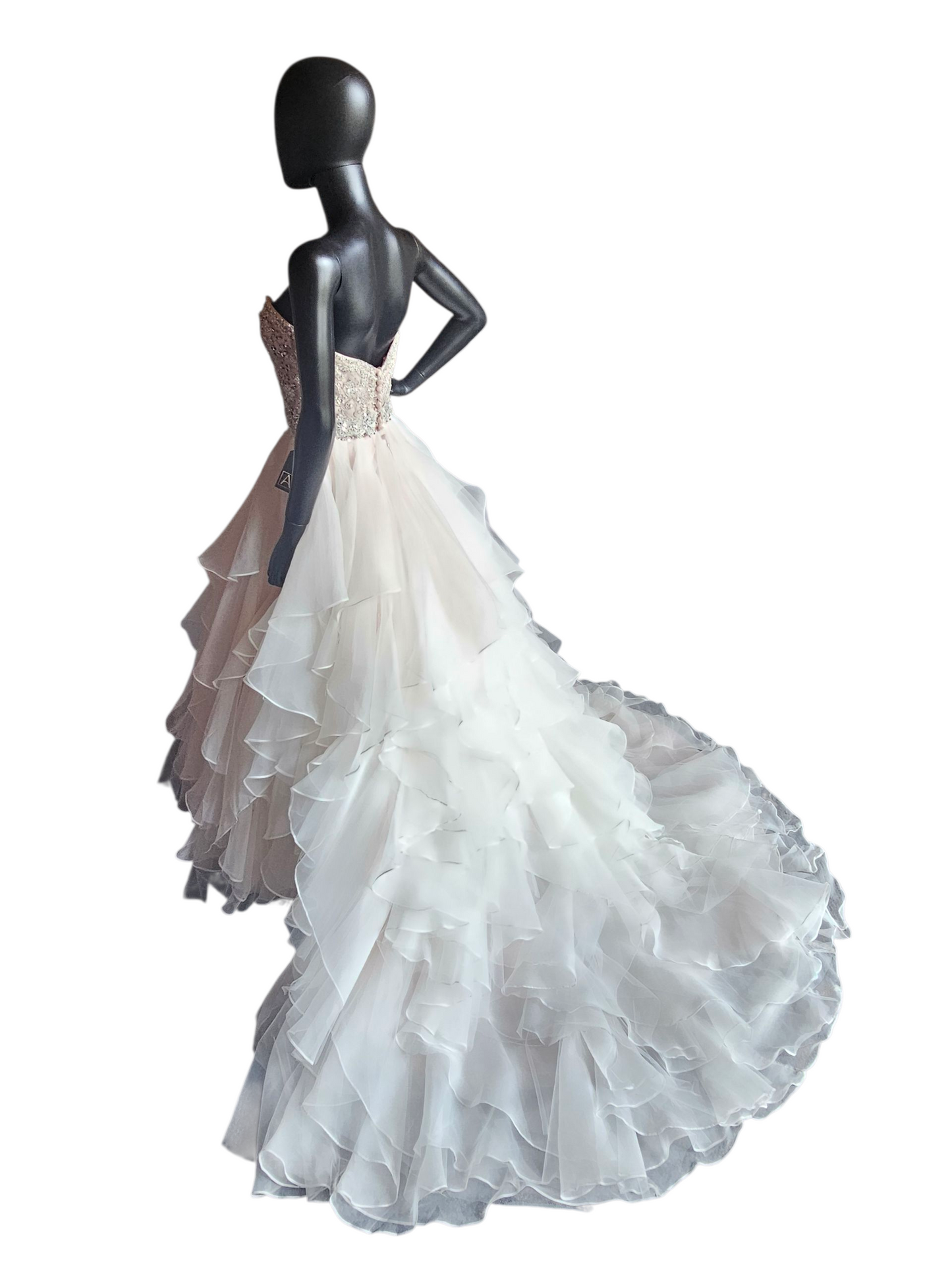 Sweetheart Strapless Blush Tiered Ball Gown Wedding Dress - Mori Lee