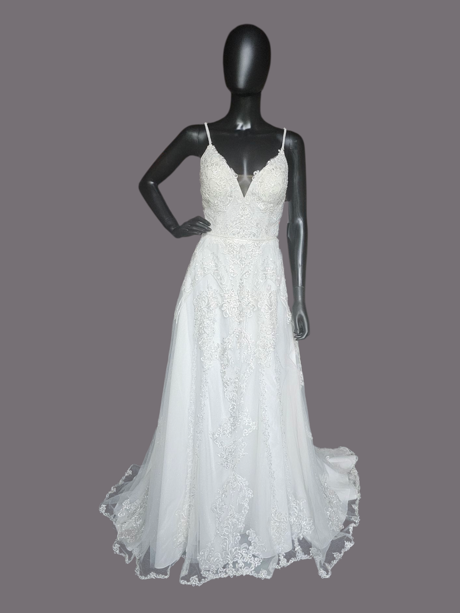 chinese dress ladies Sparkle A-Line Plunge Spaghetti Strap Wedding Gown