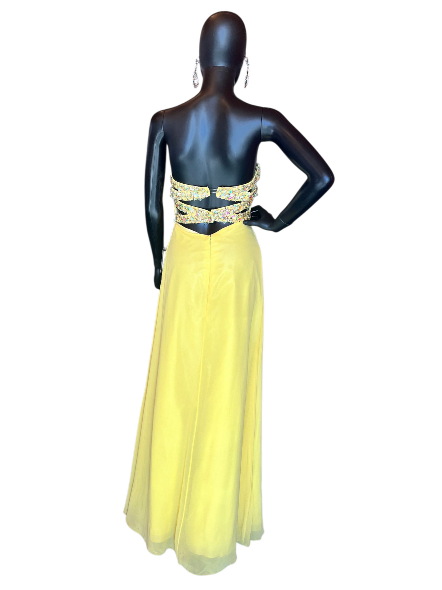 Yellow Strapless Open Back