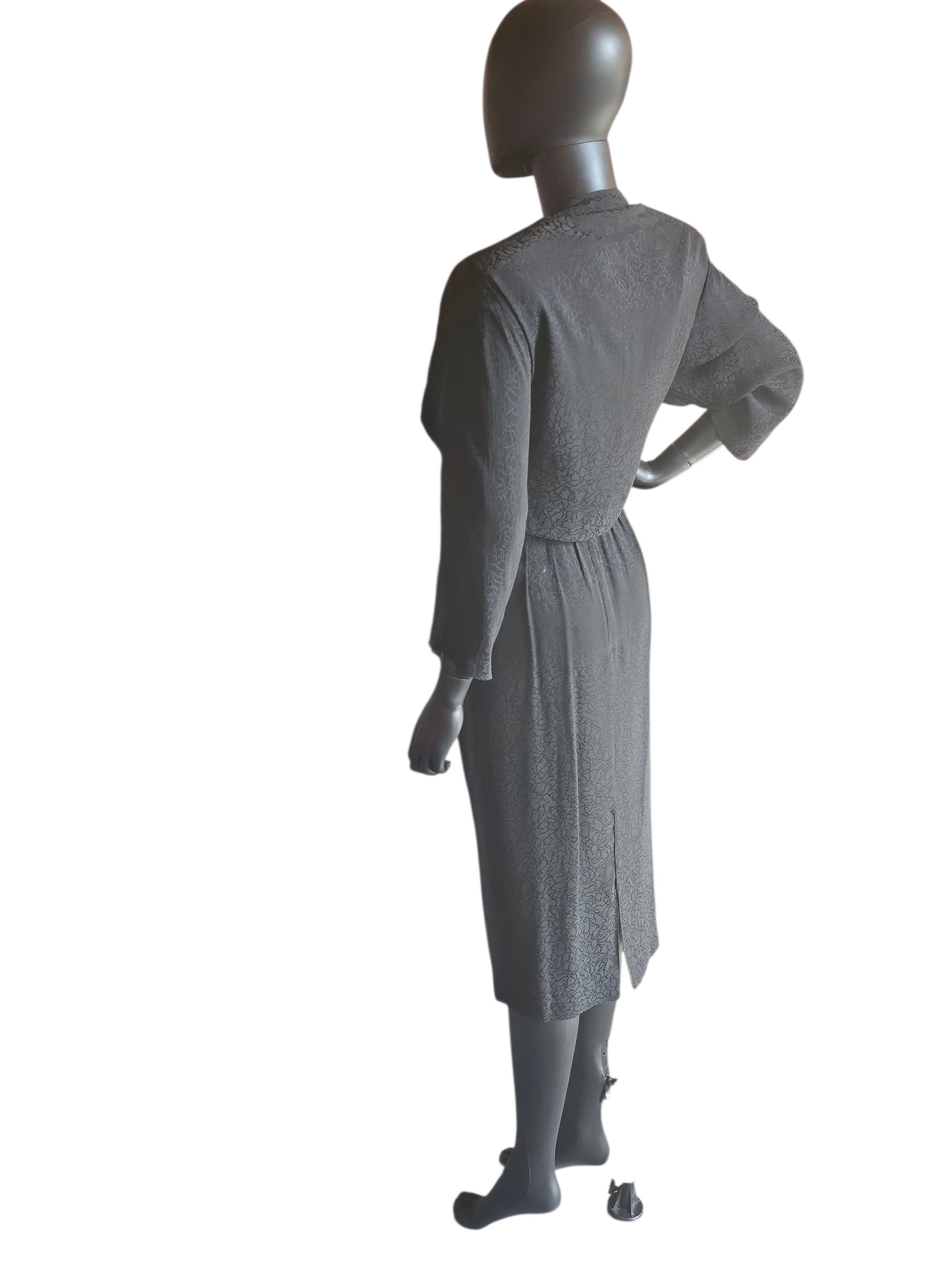 Vintage Black Silk Belted Dress W/Jacket - Liz Claiborne