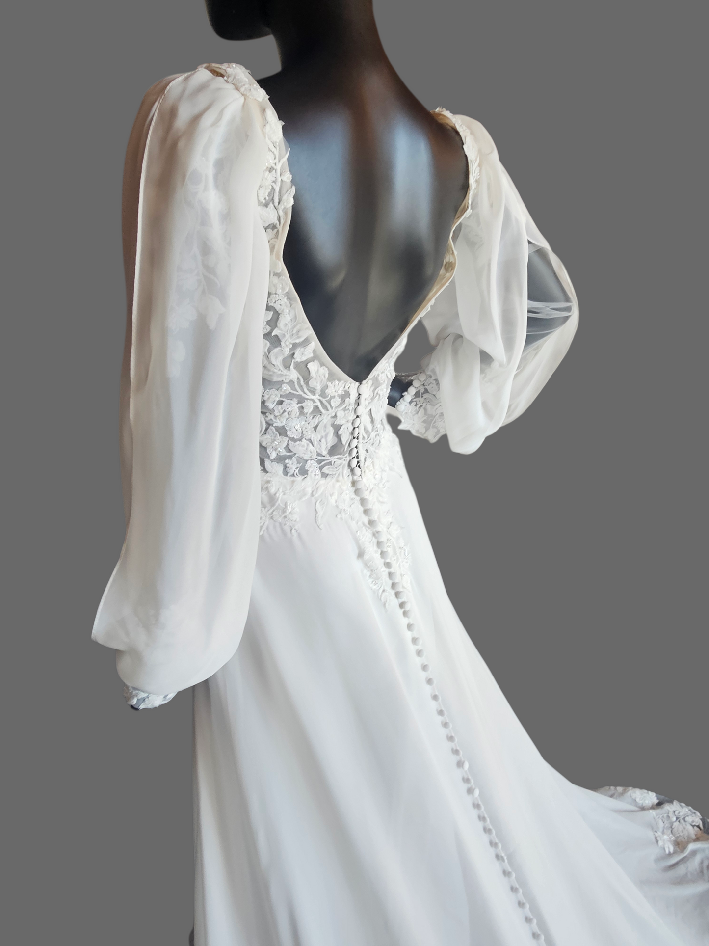 Chiffon Boho Plunge W/Detatchable Puff Sleeve - Private Label