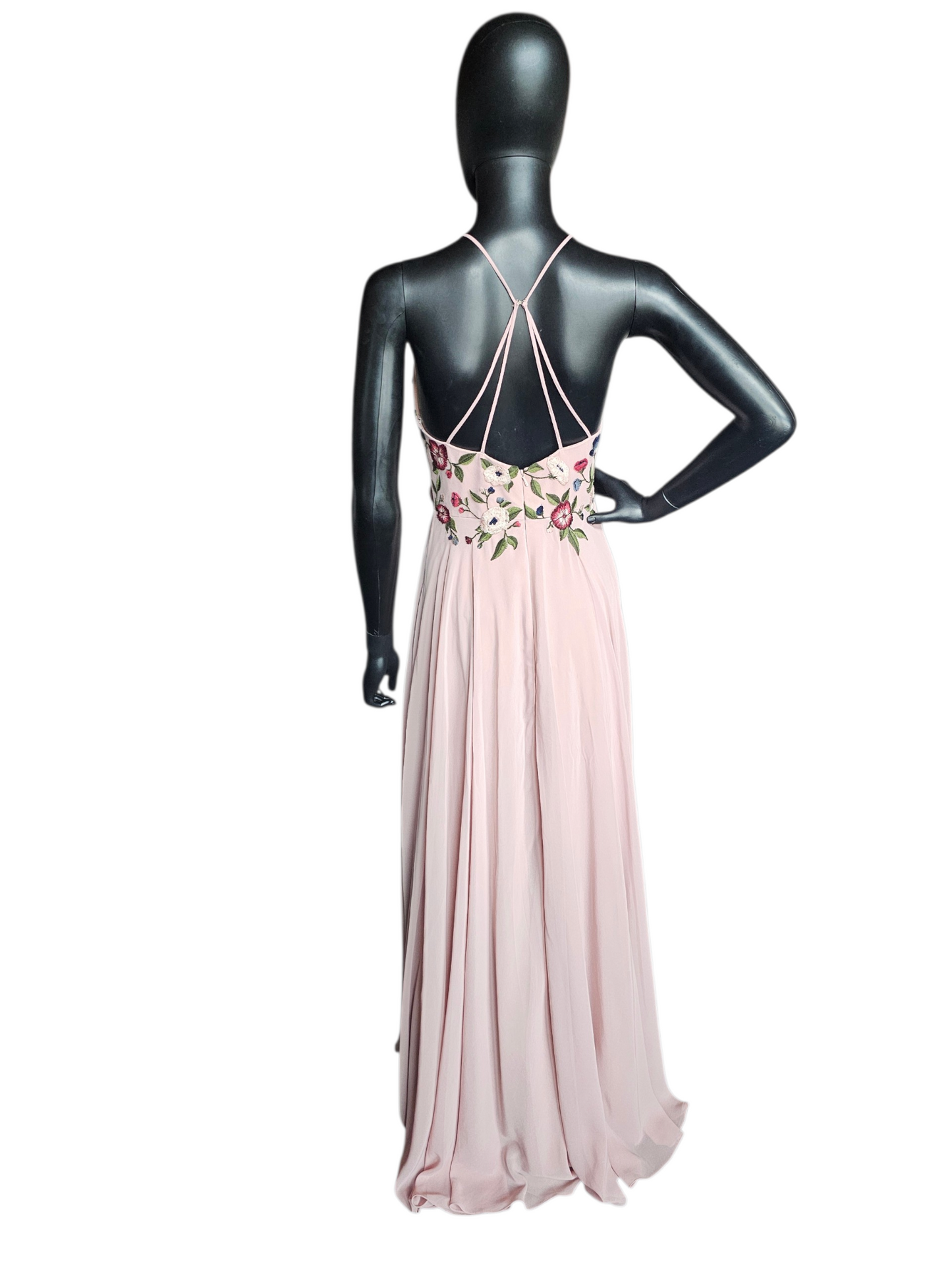 Dusty Pink Floral Halter Maxi Formal Dress - Jenny Yoo