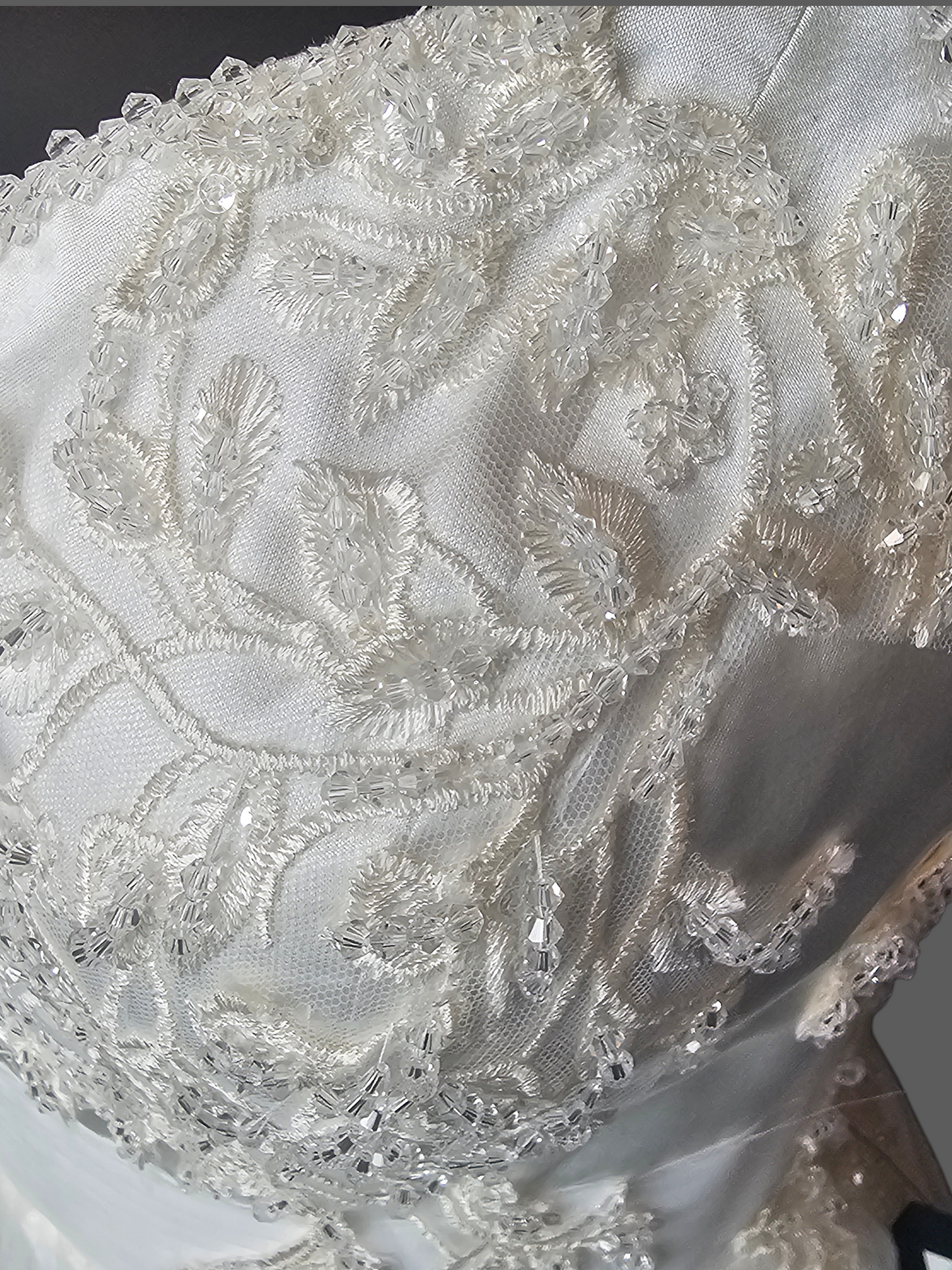 Spaghetti Strap Ivory Floral Embroidered Side Slit Wedd8ng Gown - Di La Sena