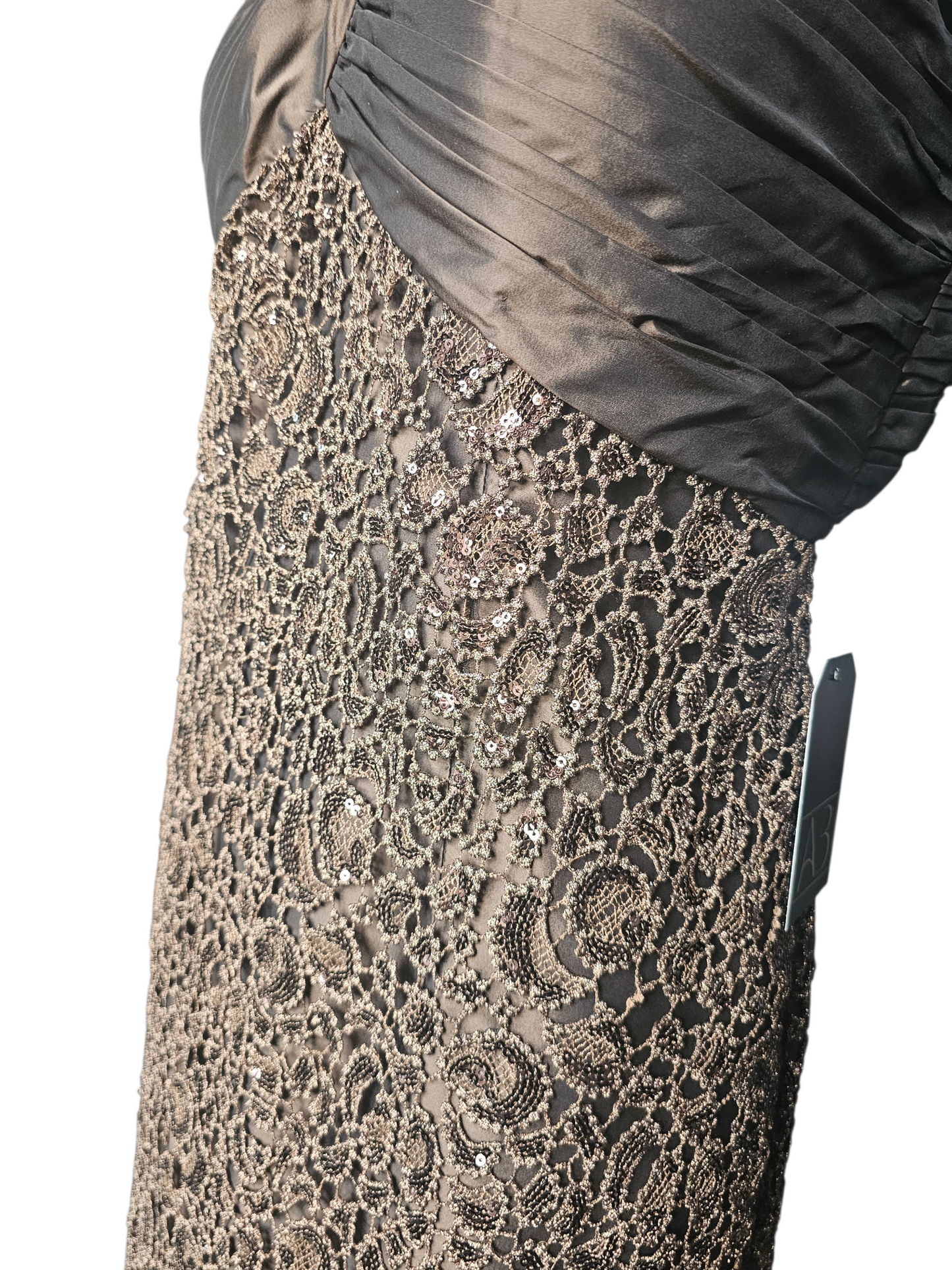 Chocolate/Bronze Lace Sequin Sheath Formal Dress - Montage