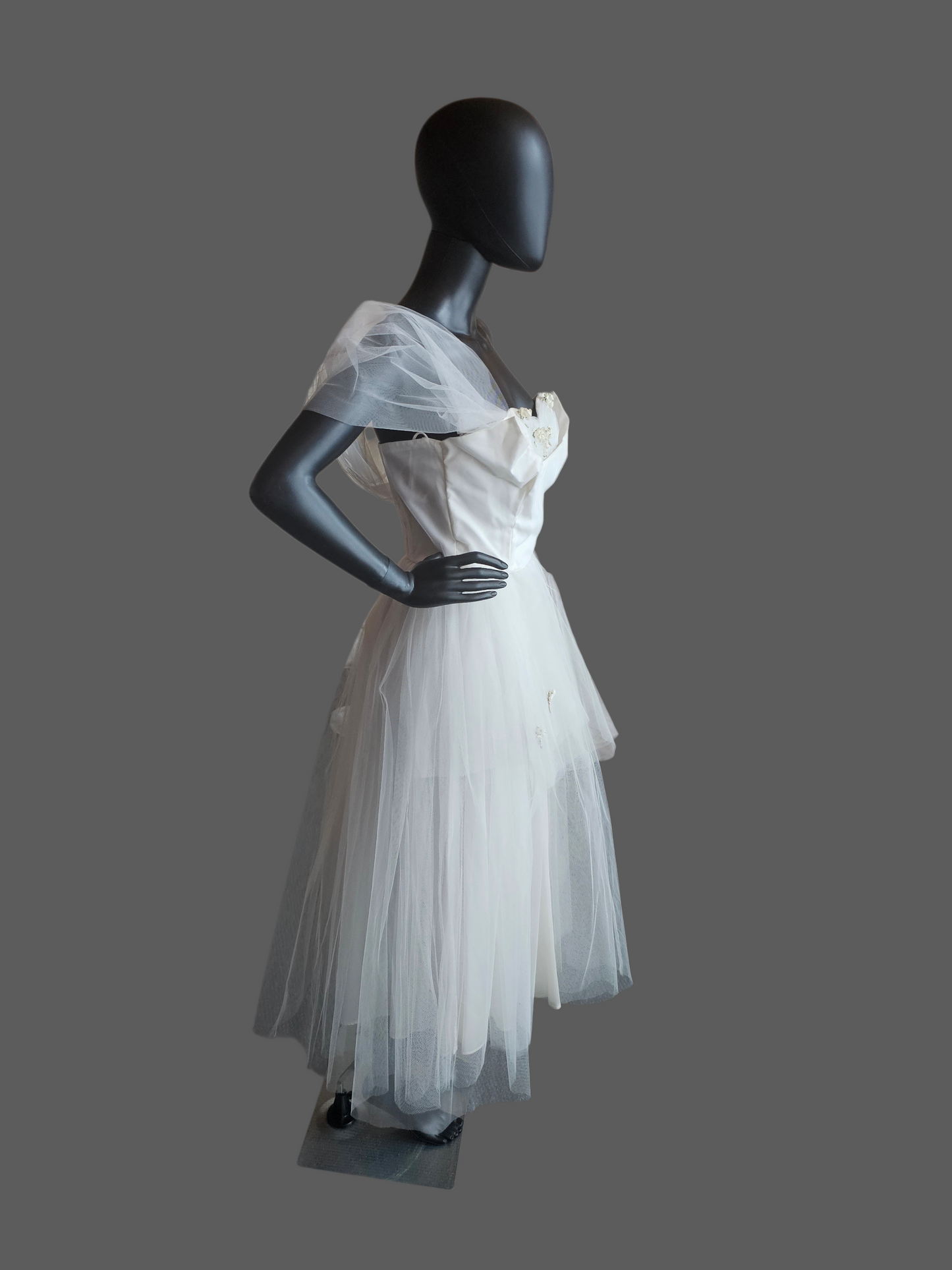 Vintage 50's Tulle Tea-Length Wedding Dress