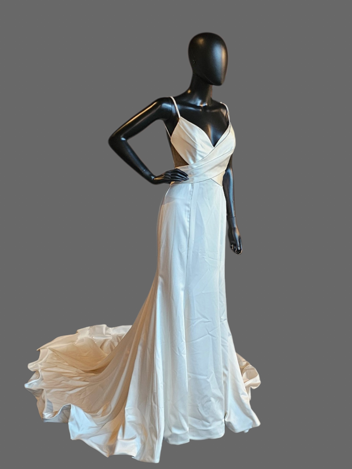 Ivory Silky Satin Cutout Sheath - Wilderly
