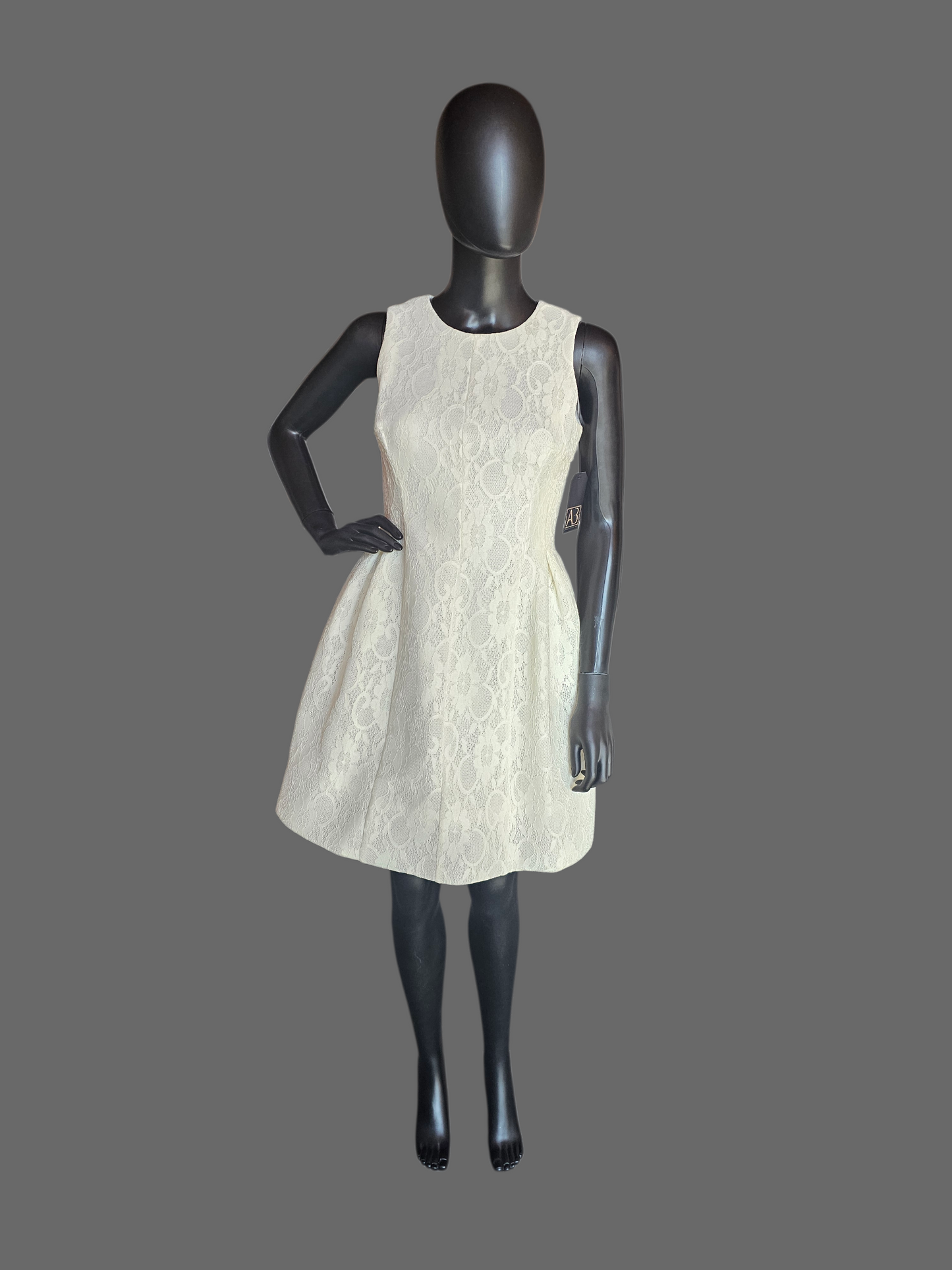Ivory Neoprene/Lace Cocktail/Party Dress - Calvin Klein