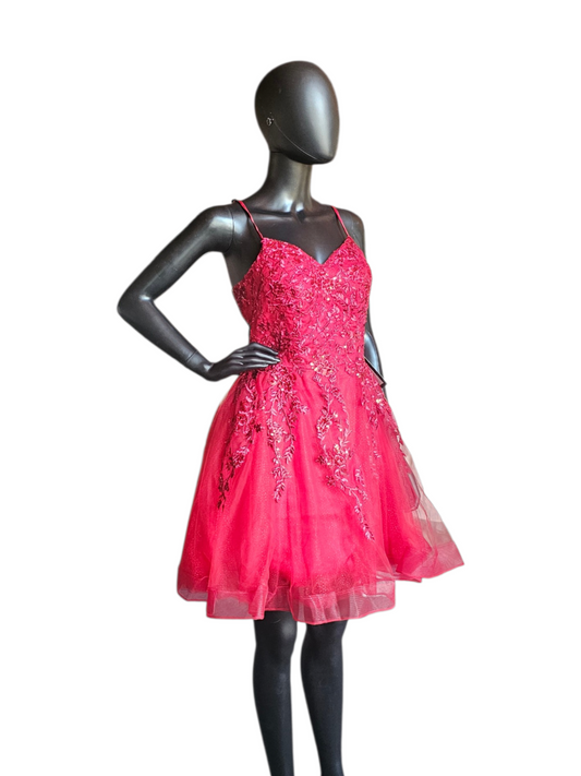 Red Lace Sequin Babydoll Corset