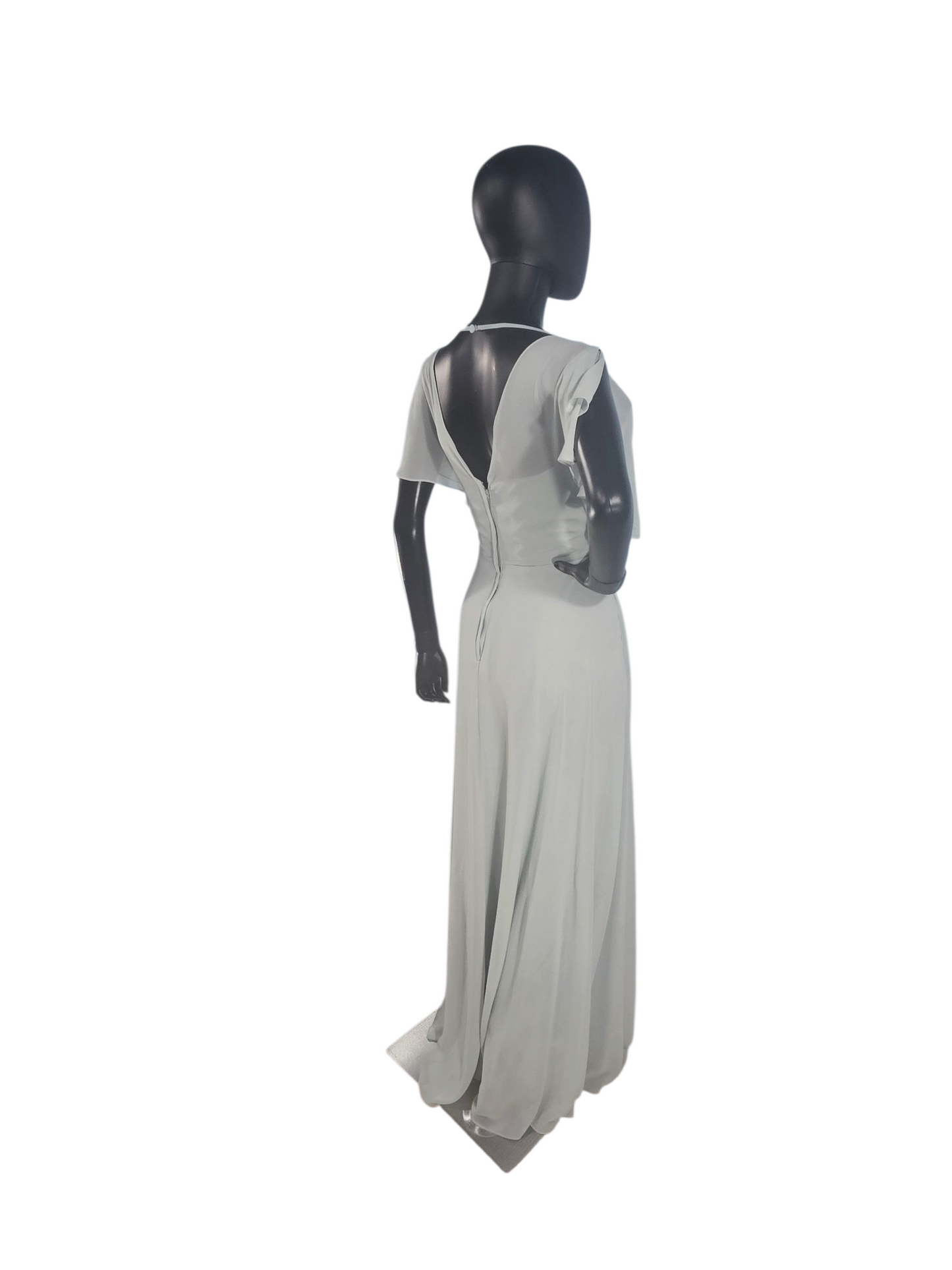 Seaglass Chiffon Flutter Sleeve A-Line Maxi Formal Dress - Mori Lee