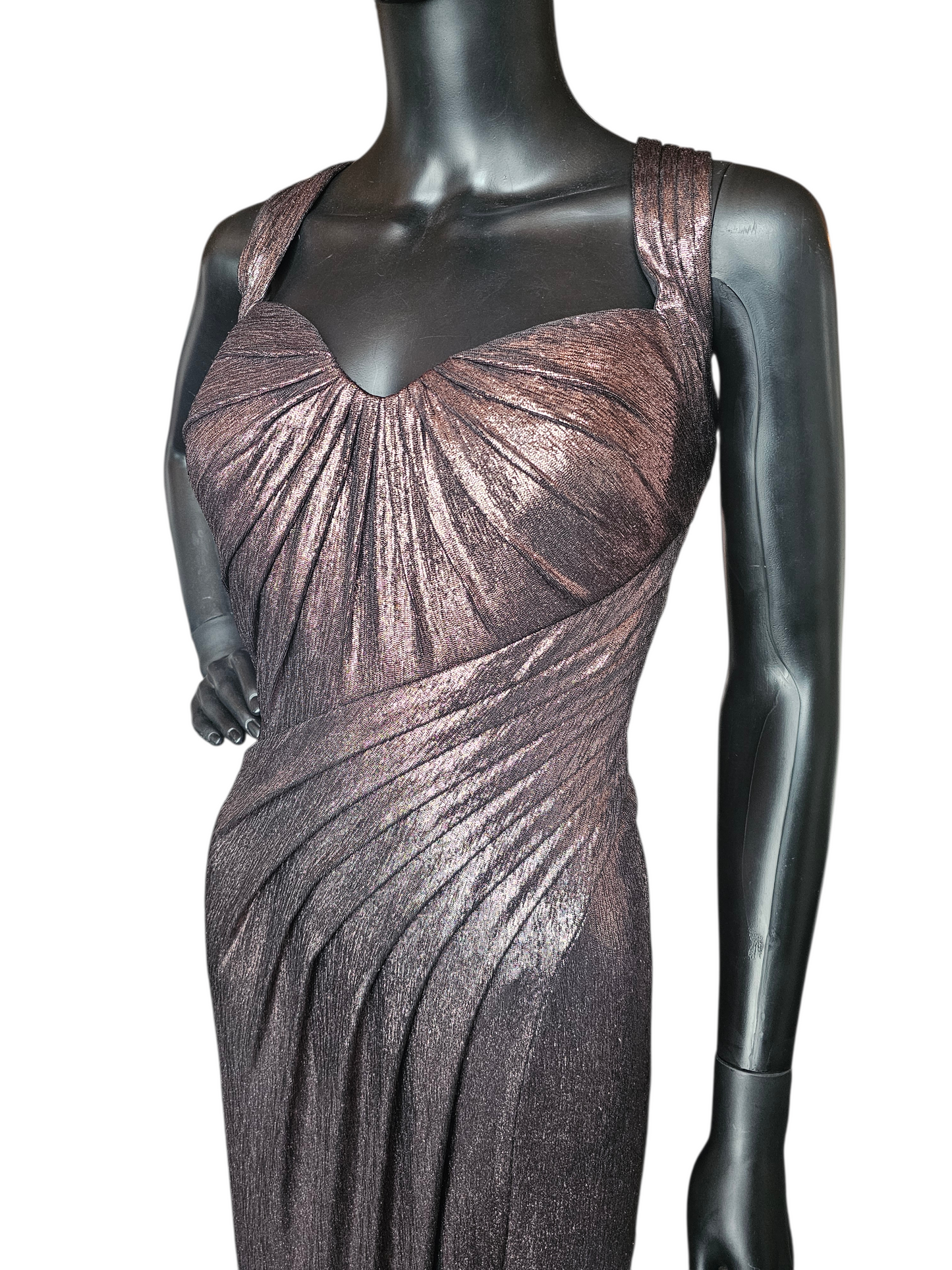 Rose Liquid Gold Drape Halter Formal Dress NWT - Tadashi Shoji