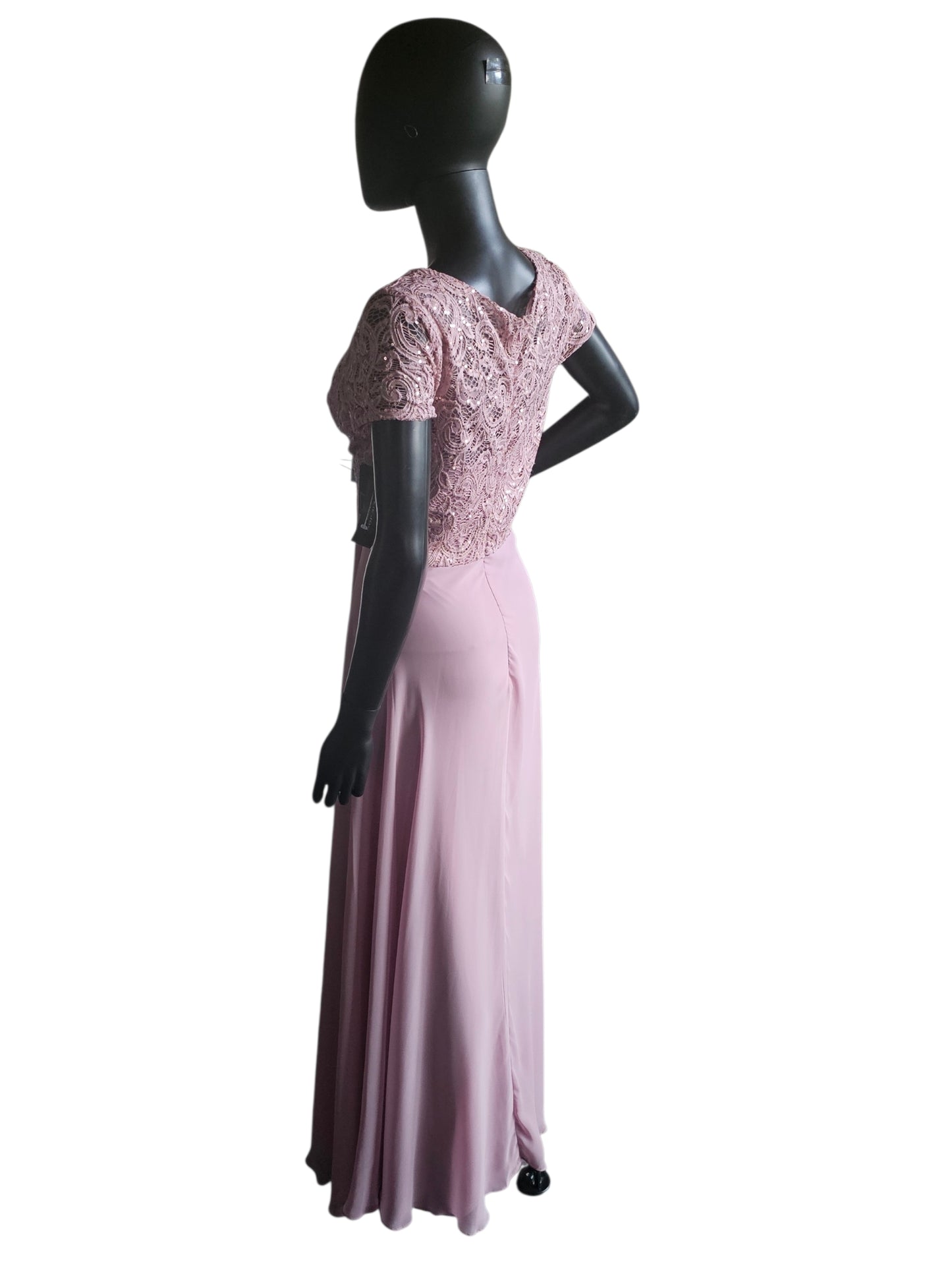 Mauve Beaded Belt/Lace Details - Jackie Jon