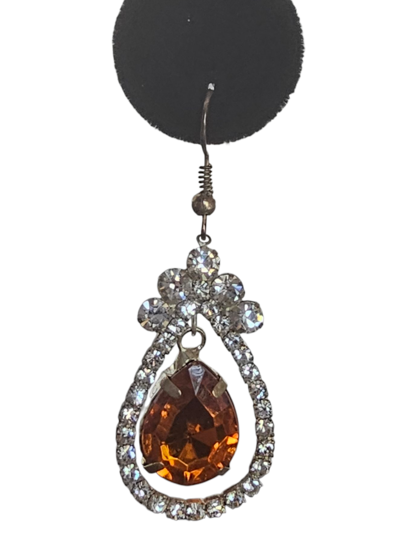 Orange Crystal Teardrop Earring