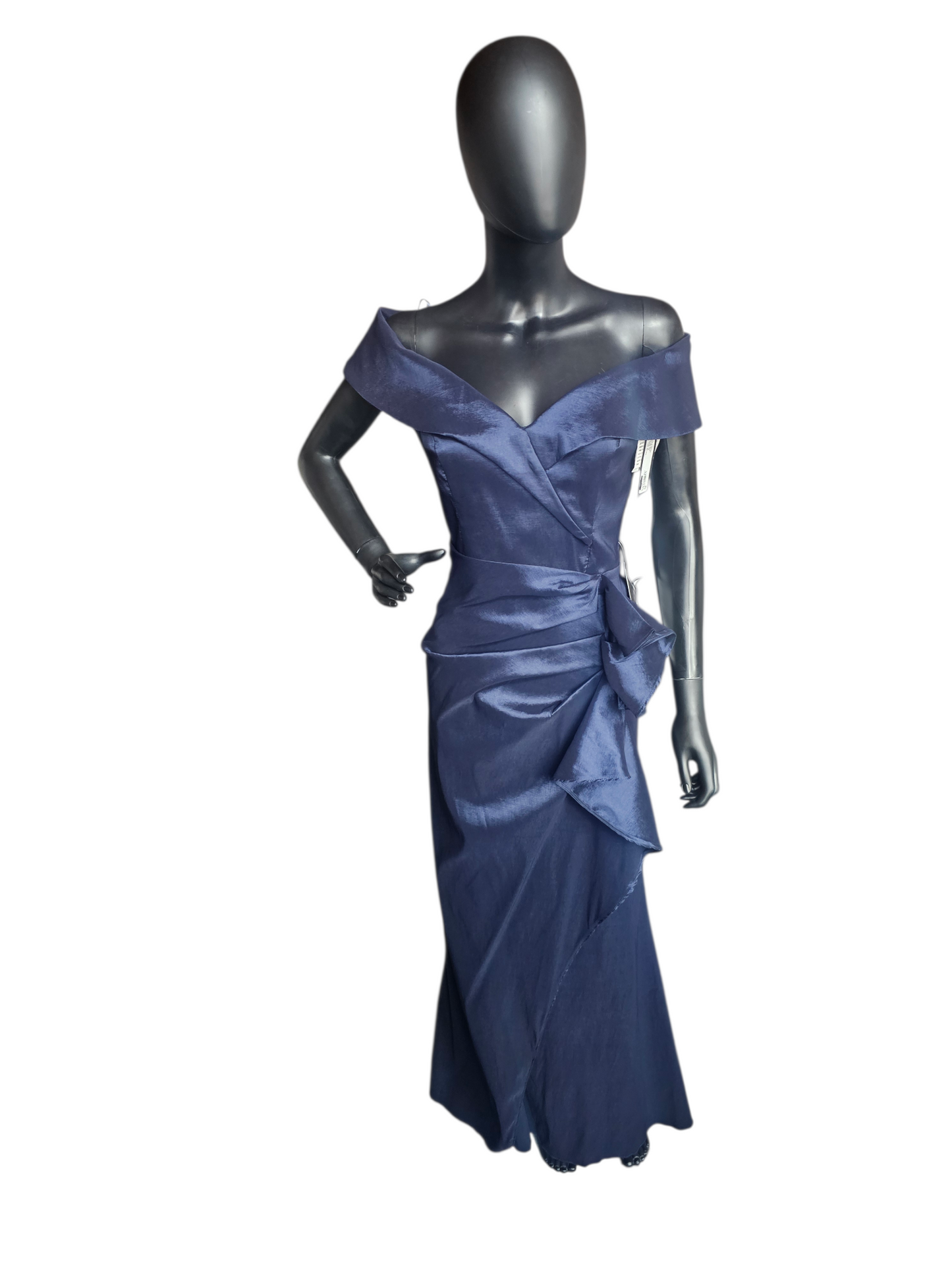Navy Taffeta Off Shoulder Formal Dress NWT - Xscape