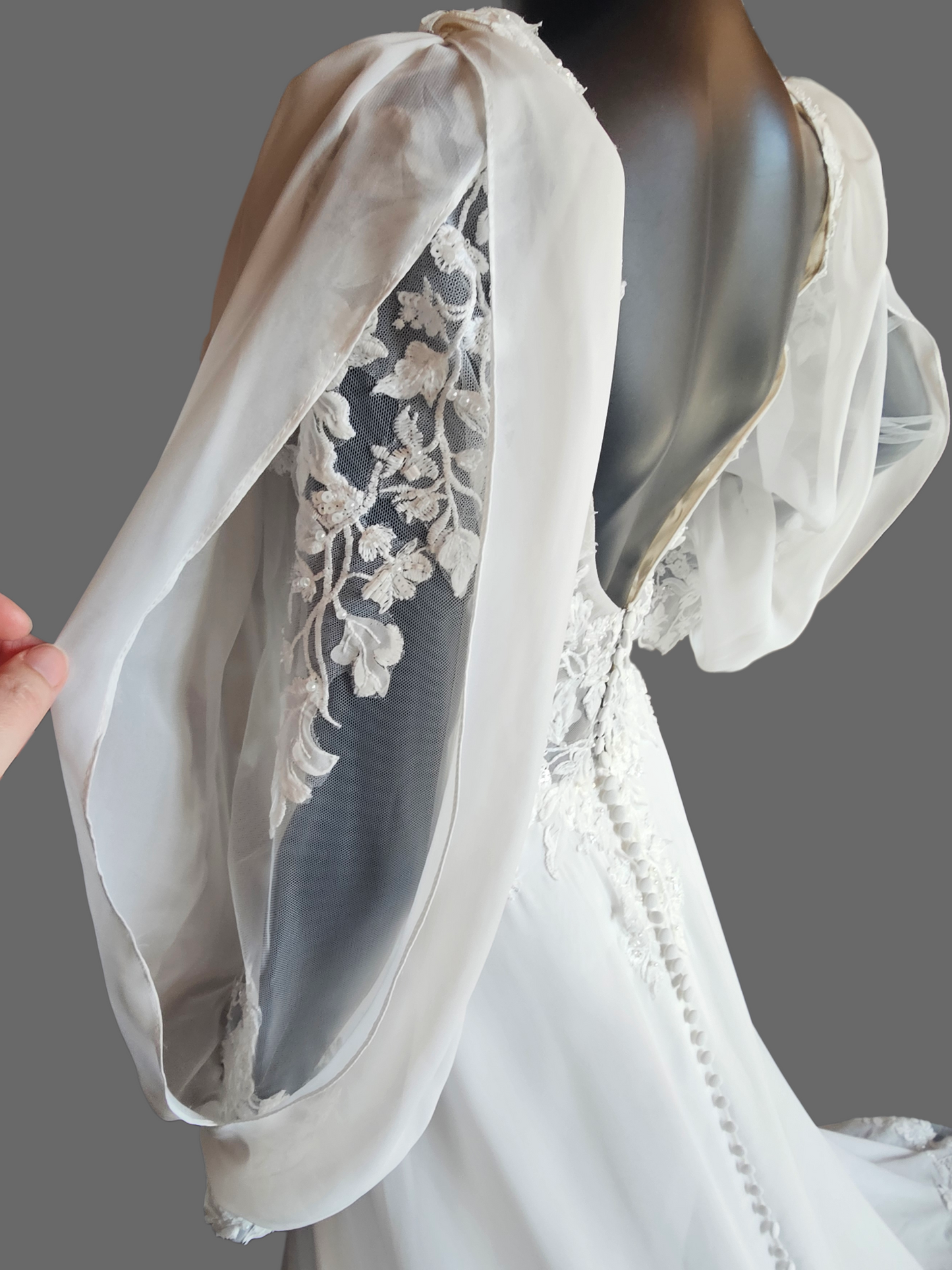 Chiffon Boho Plunge W/Detatchable Puff Sleeve - Private Label
