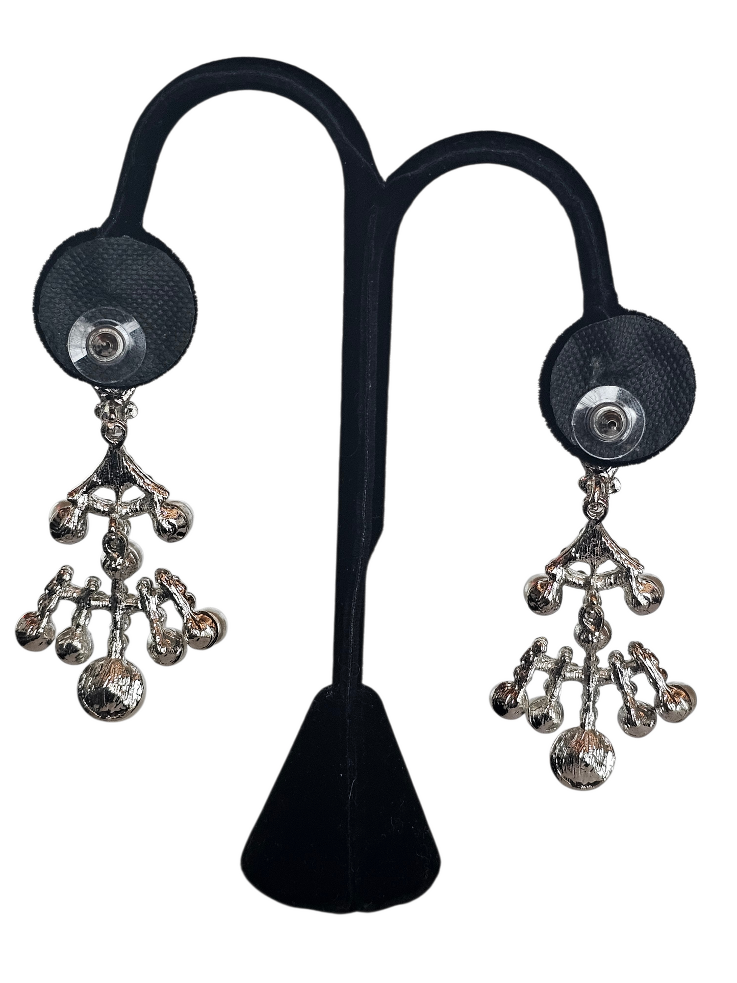 Large Silver/Rhinestone Pearl Dangle Earring - Mariell