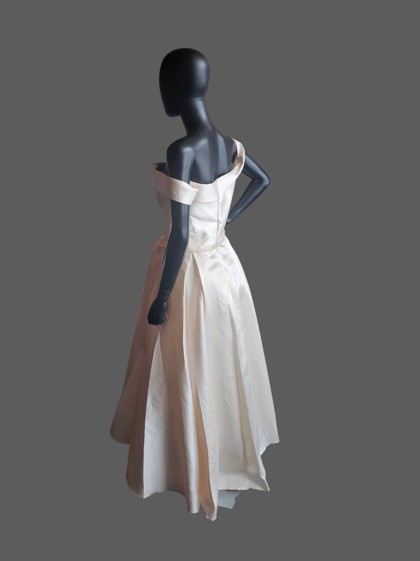 Blush Mikado Off Shoulder Box Pleat A-Line Formal Dress - Starbox