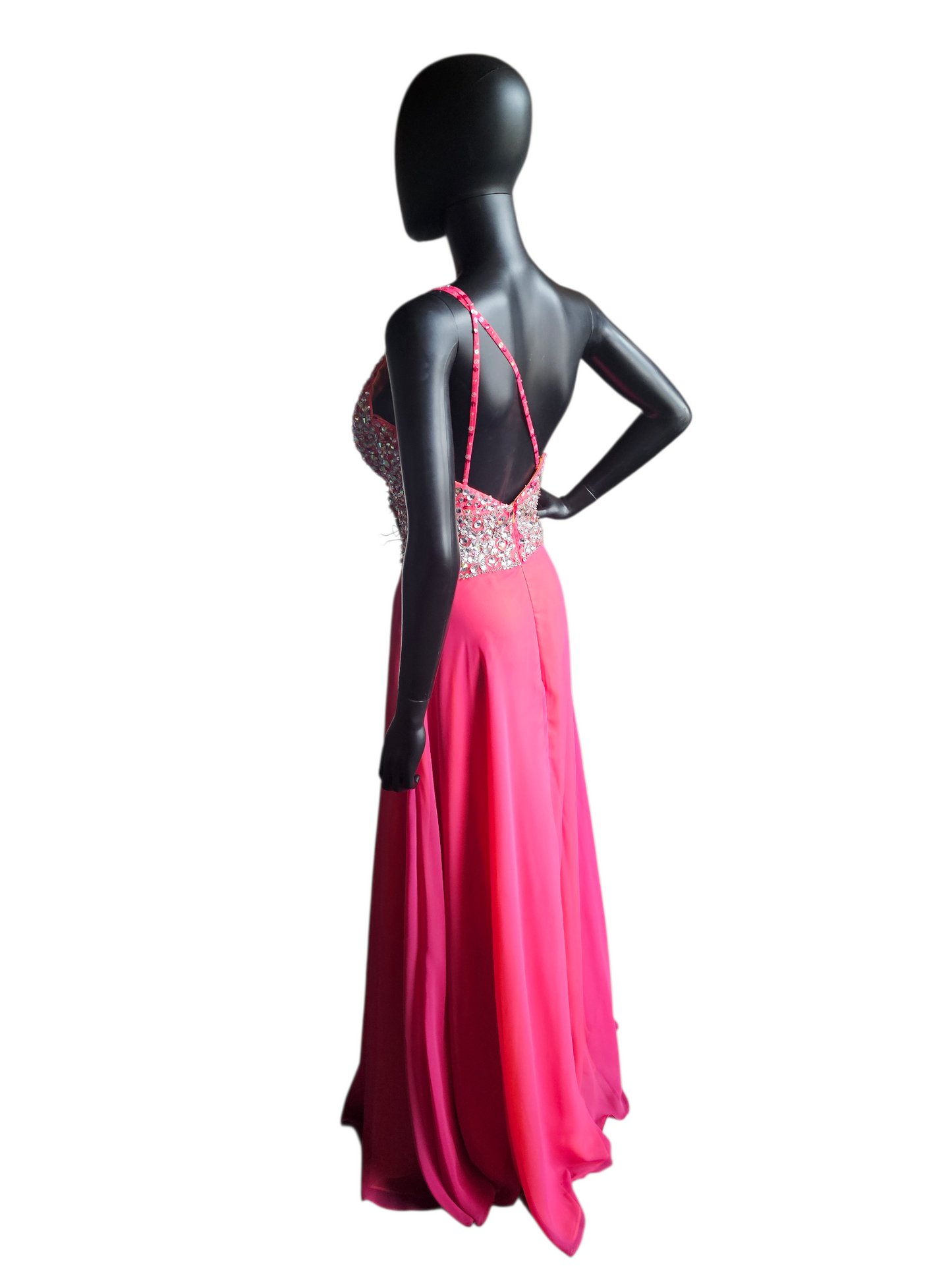 Pink/Orange Crystal One Shoulder Prom/Pagent Dress