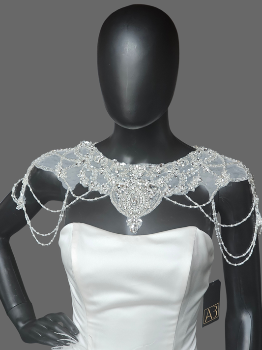 Beaded Applique Draped Shoulder Necklace/Capelet