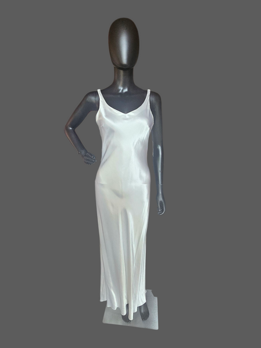 White Satin Simple Sheath Wedding Dress W/Matching Shawl - Zum Zum