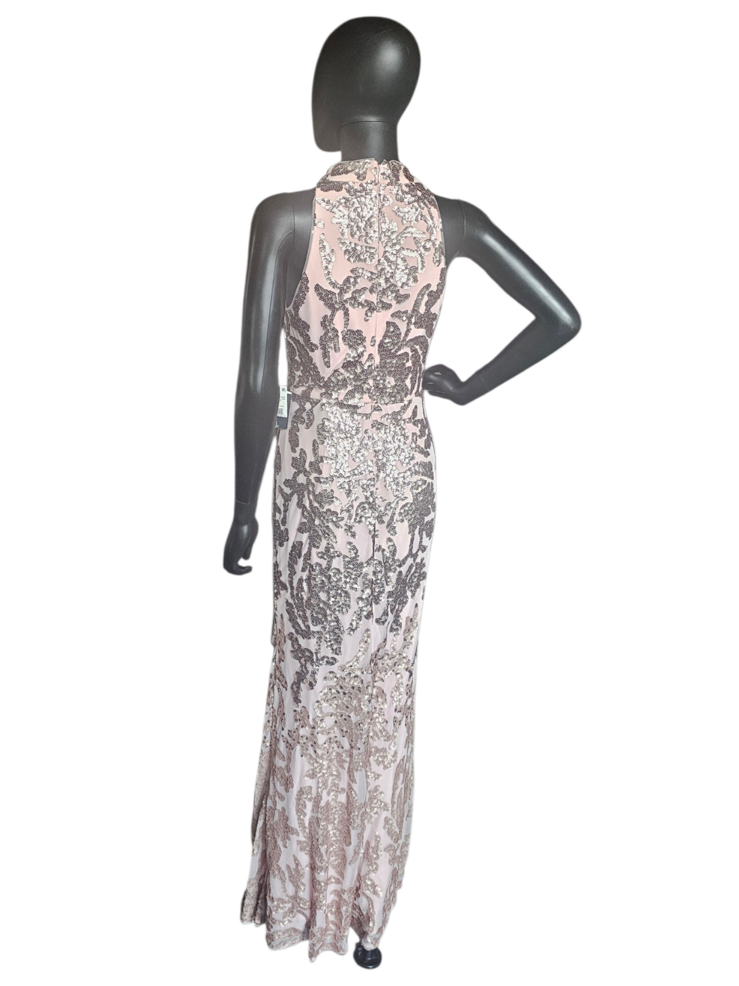 Blush High Neck Fit/Flare  Floral Ombre Sequin Maci Formal Dress - Adrianna Papell