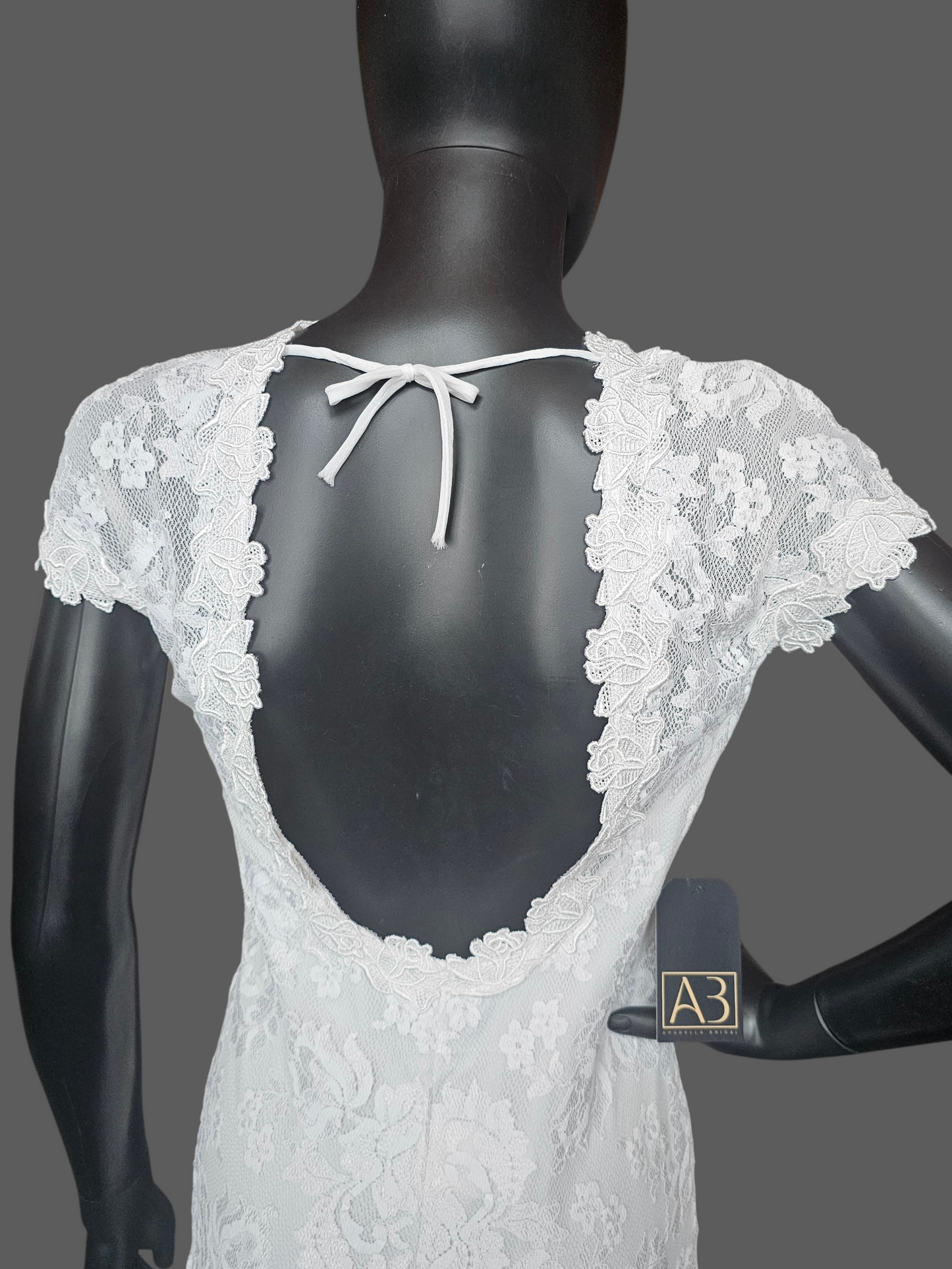 White Lace Fitted Cap Sleeve Straight Cut Ankle Length Formal Dress