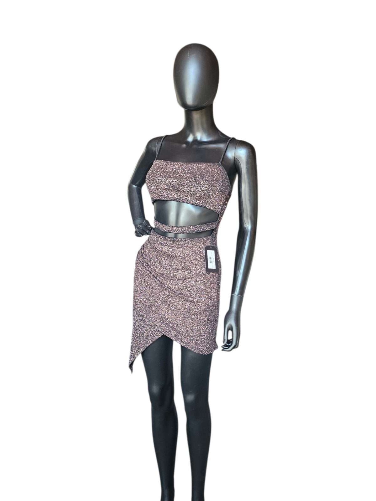 Black Glitter Cutout Homecoming Dress - Windsor
