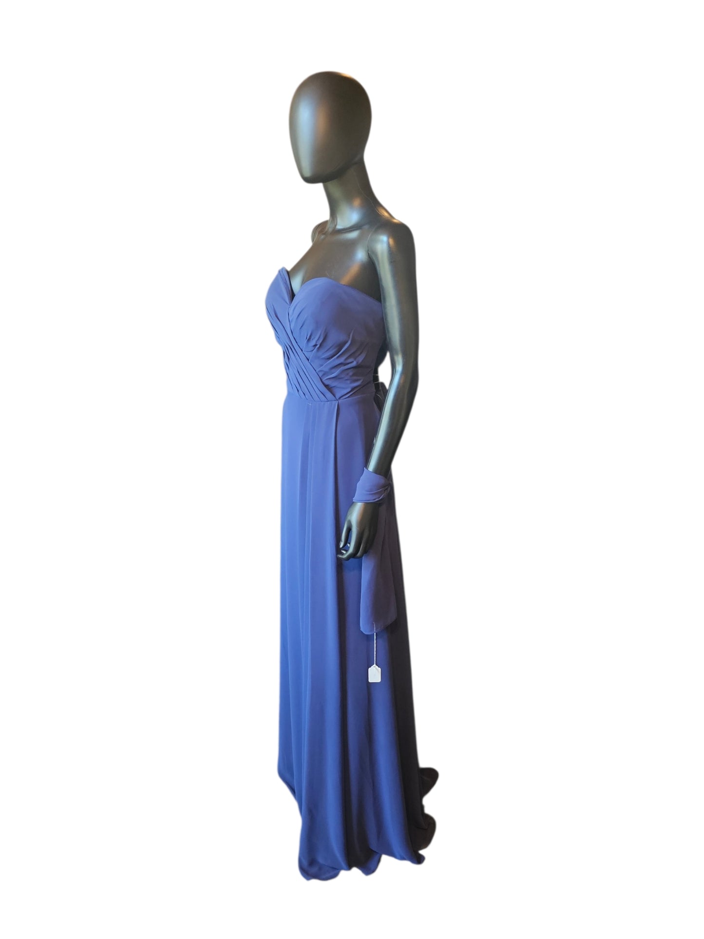 Sapphire Chiffon Sweetheart Side Ruched A-Line W/Shawl Maxi Formal Dress - Mori Lee