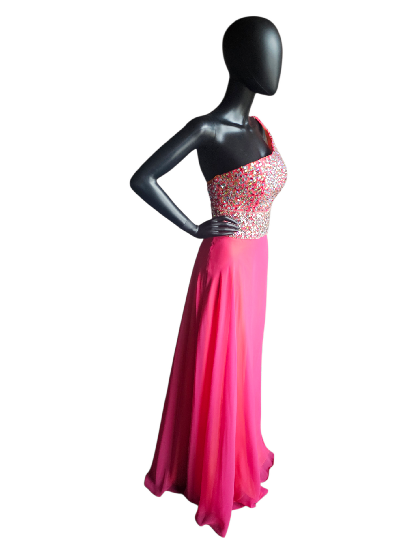 Pink/Orange Crystal One Shoulder Prom/Pagent Dress