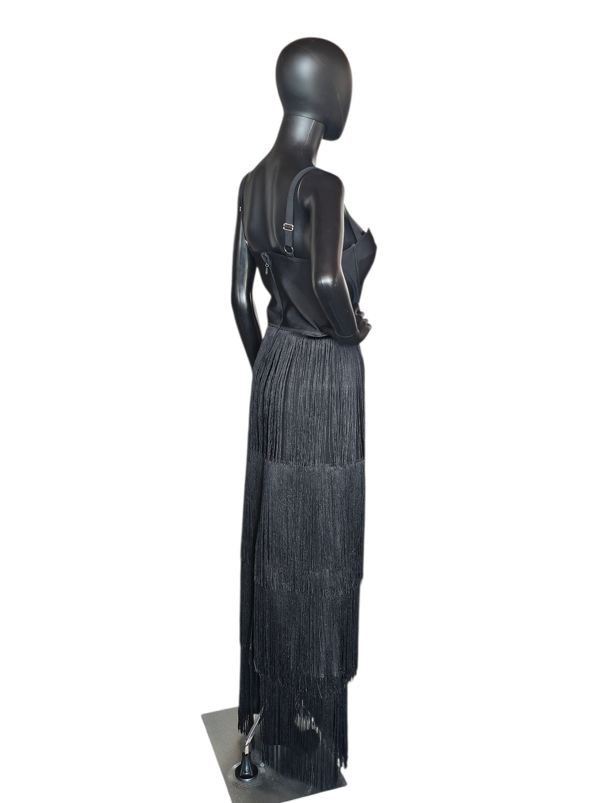 Fitted Black Fringe Maxi Party Dress NWT - Nova Luxe