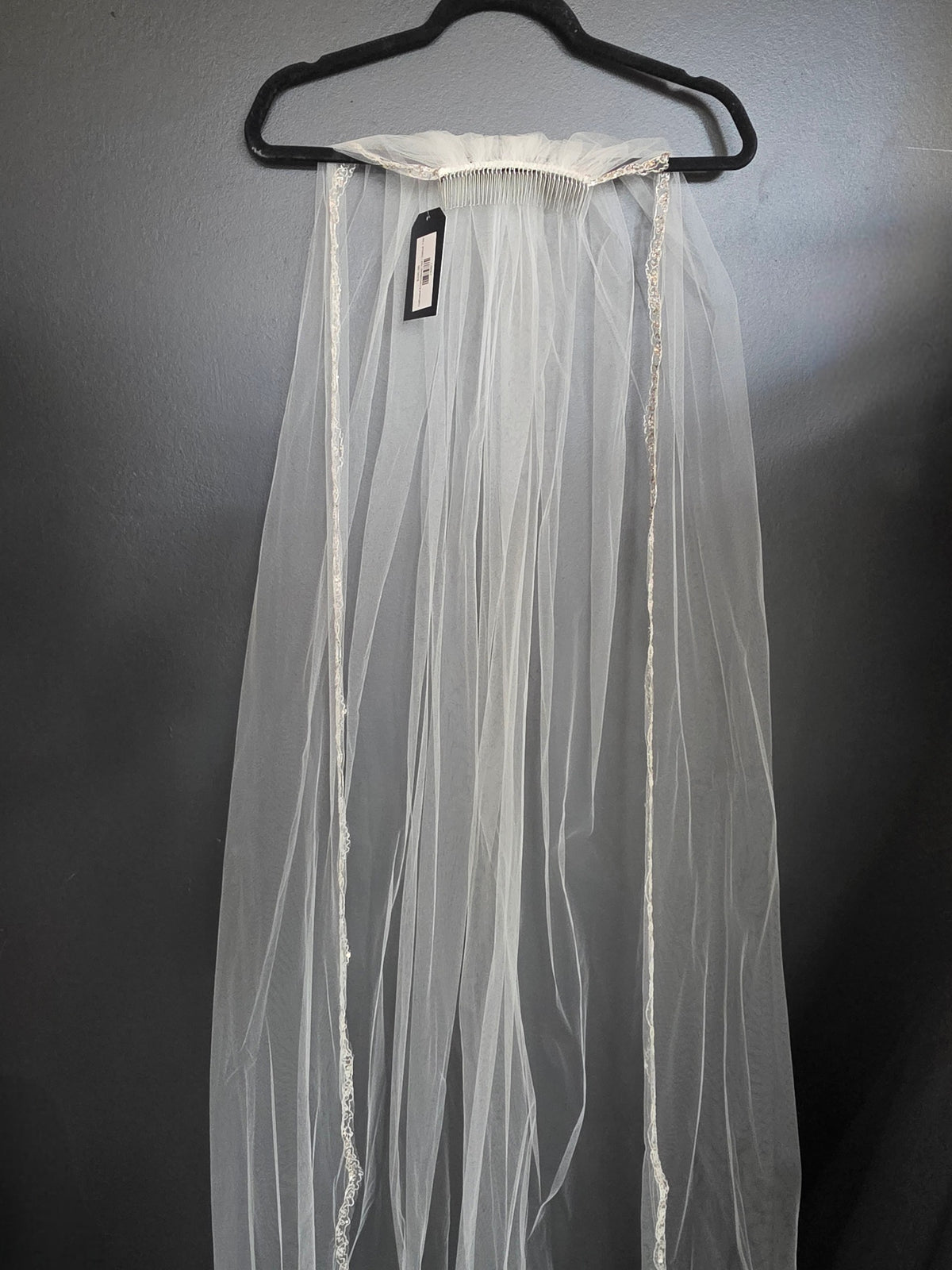 Cathedral Single Layer Medium Width Silver Embroidered Edge Veil