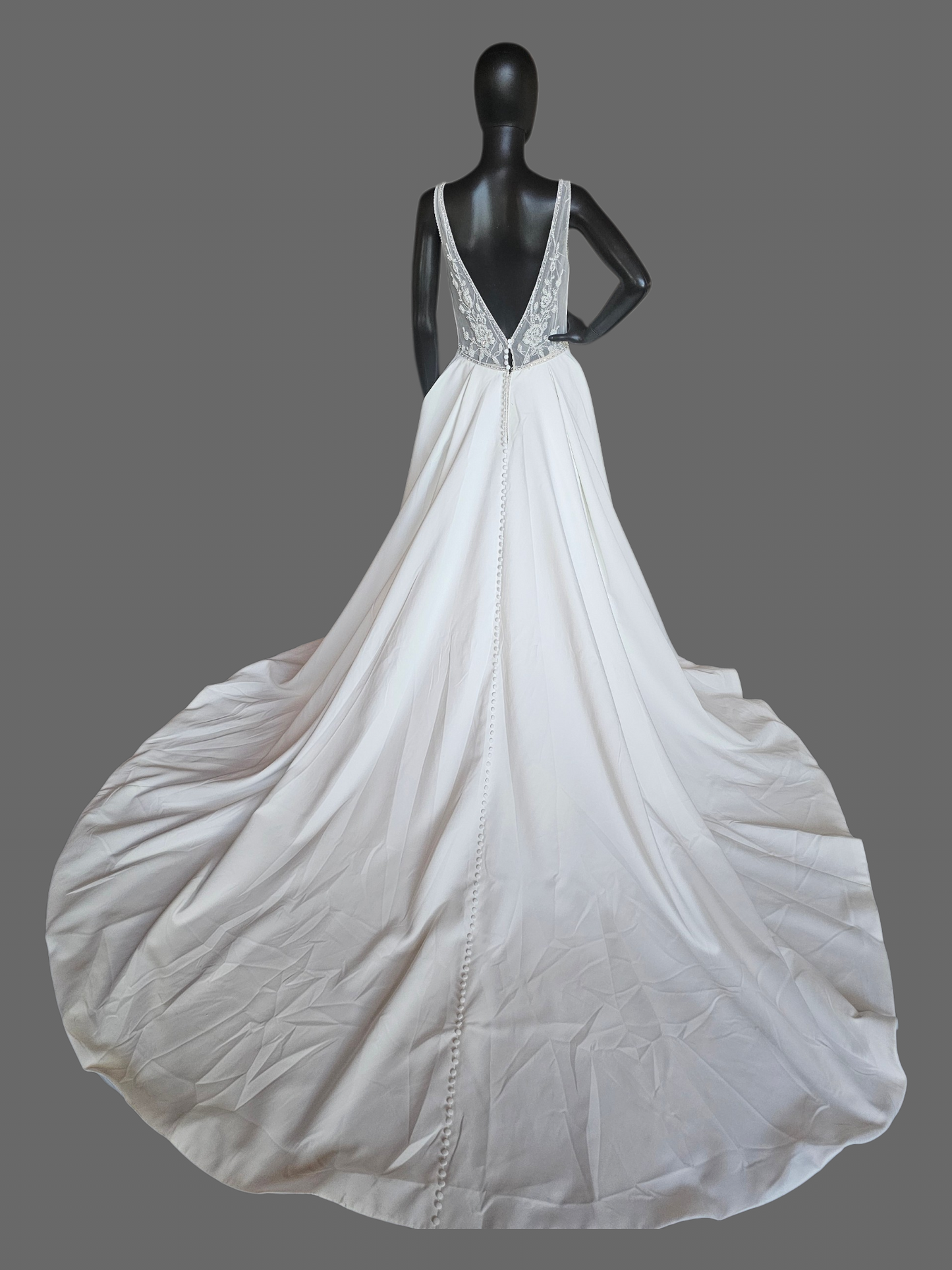 Pearl Plunge V-Neck Aline Wedding Gown - Justin Alexander