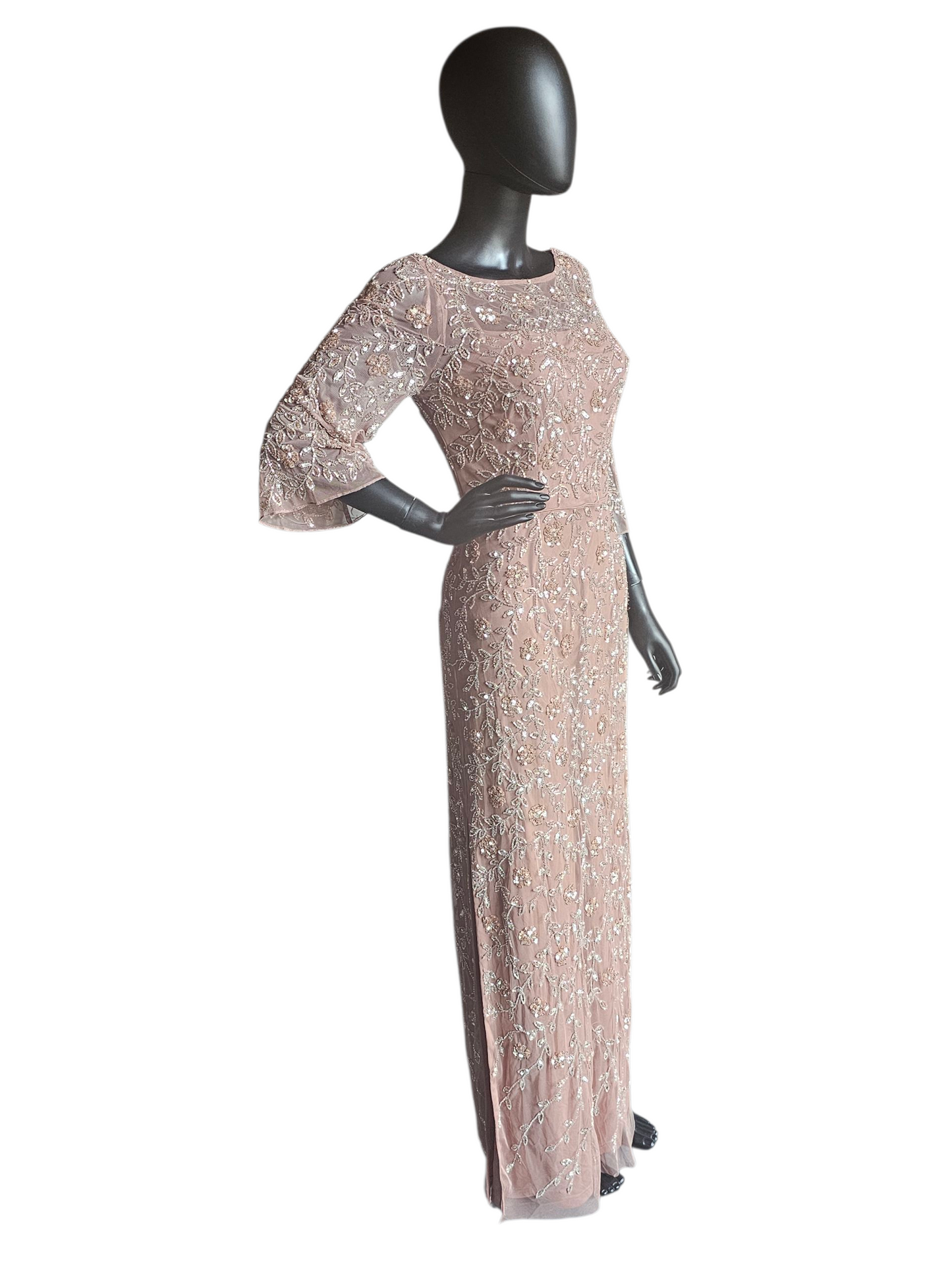 Rose Beaded 3/4 Sleeve Formal Dress - Aiden Mattox NWT