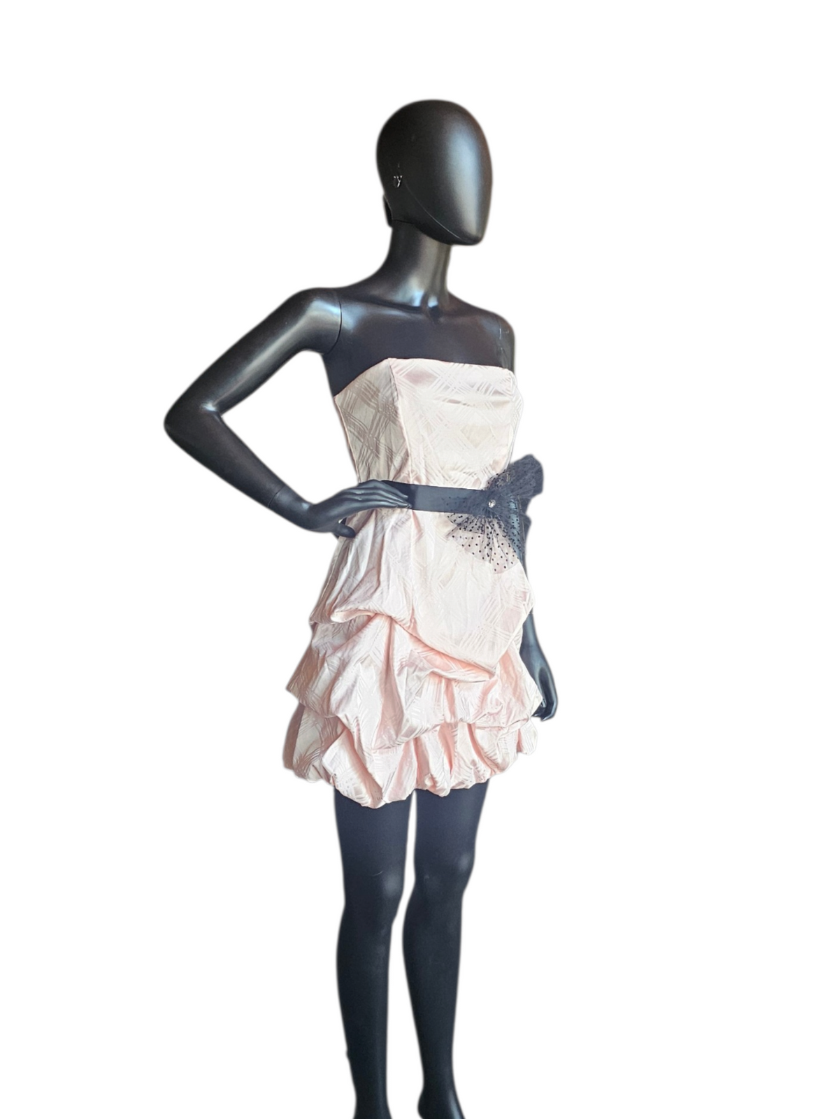 Pink Bubble Skirt W/Black Belt Homecoming Dress - City Triangles