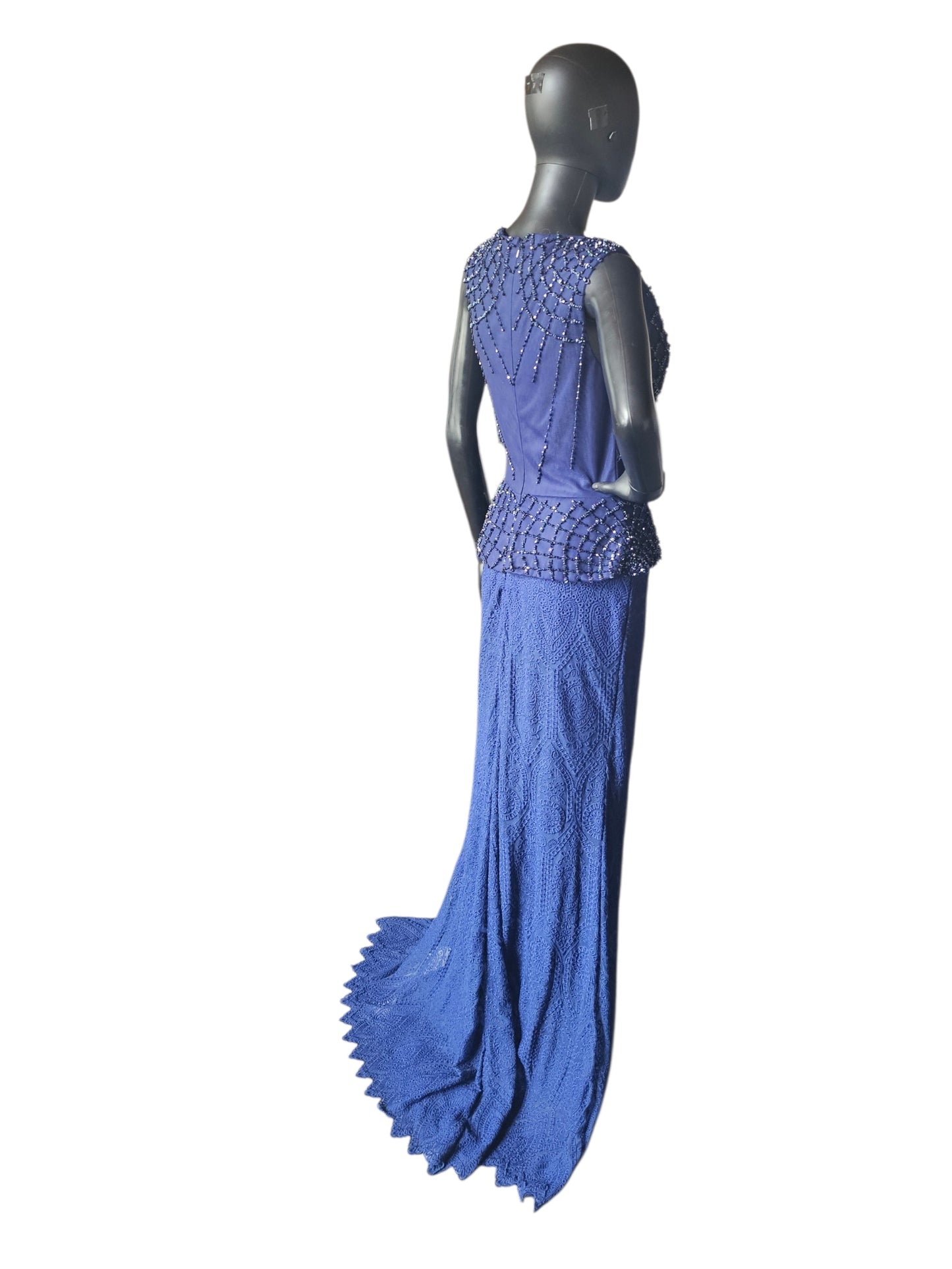 Navy Blue Beaded/Lace - Lara