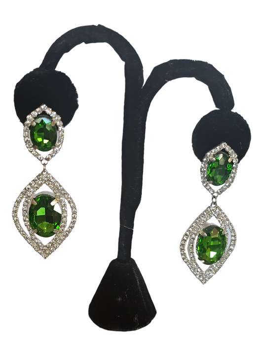 Large Green Crystal Chandelier Earring