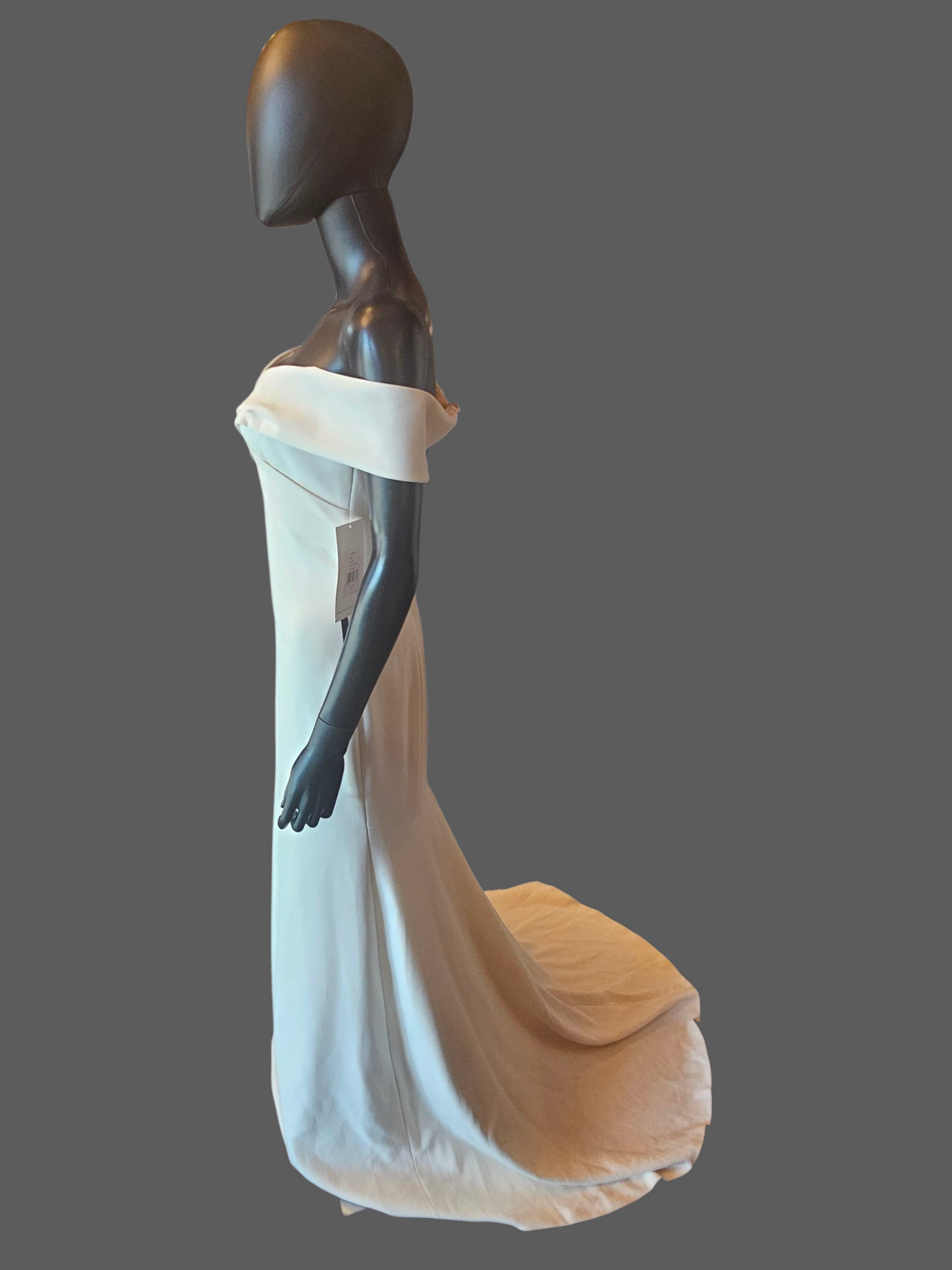 Off Shoulder Ivory Stretch Crepe Fit/Flare Wedding Gown - Theia NWT