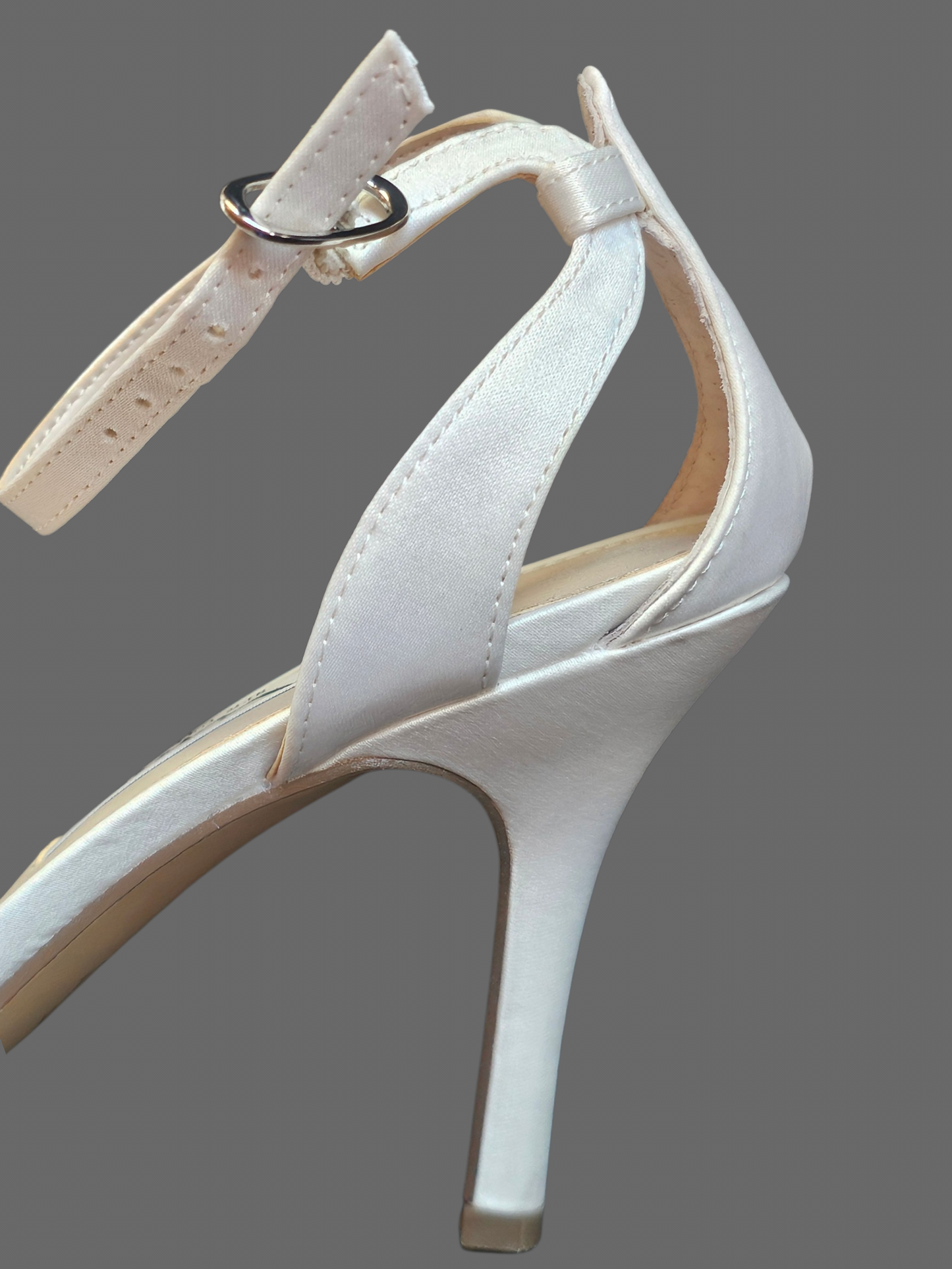 Ivory Satin Strappy Heel Sandal - Nina