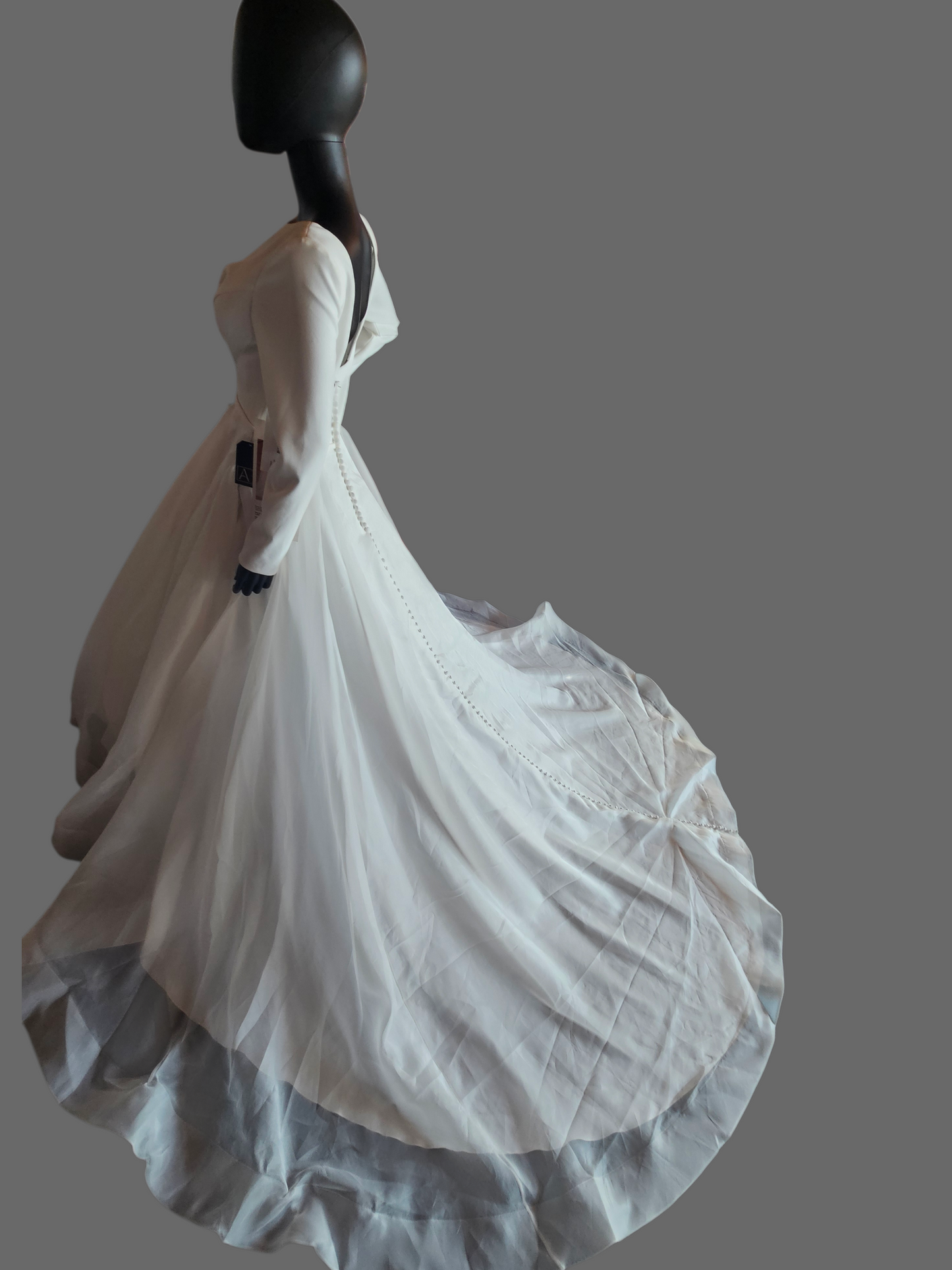 Ivory Crepe/Organza Modest Long Sleeve A-line Wedding Gown - The Other White Dress/Mori Lee