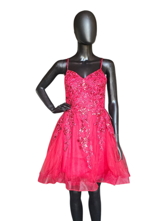 Red Lace Sequin Babydoll Corset