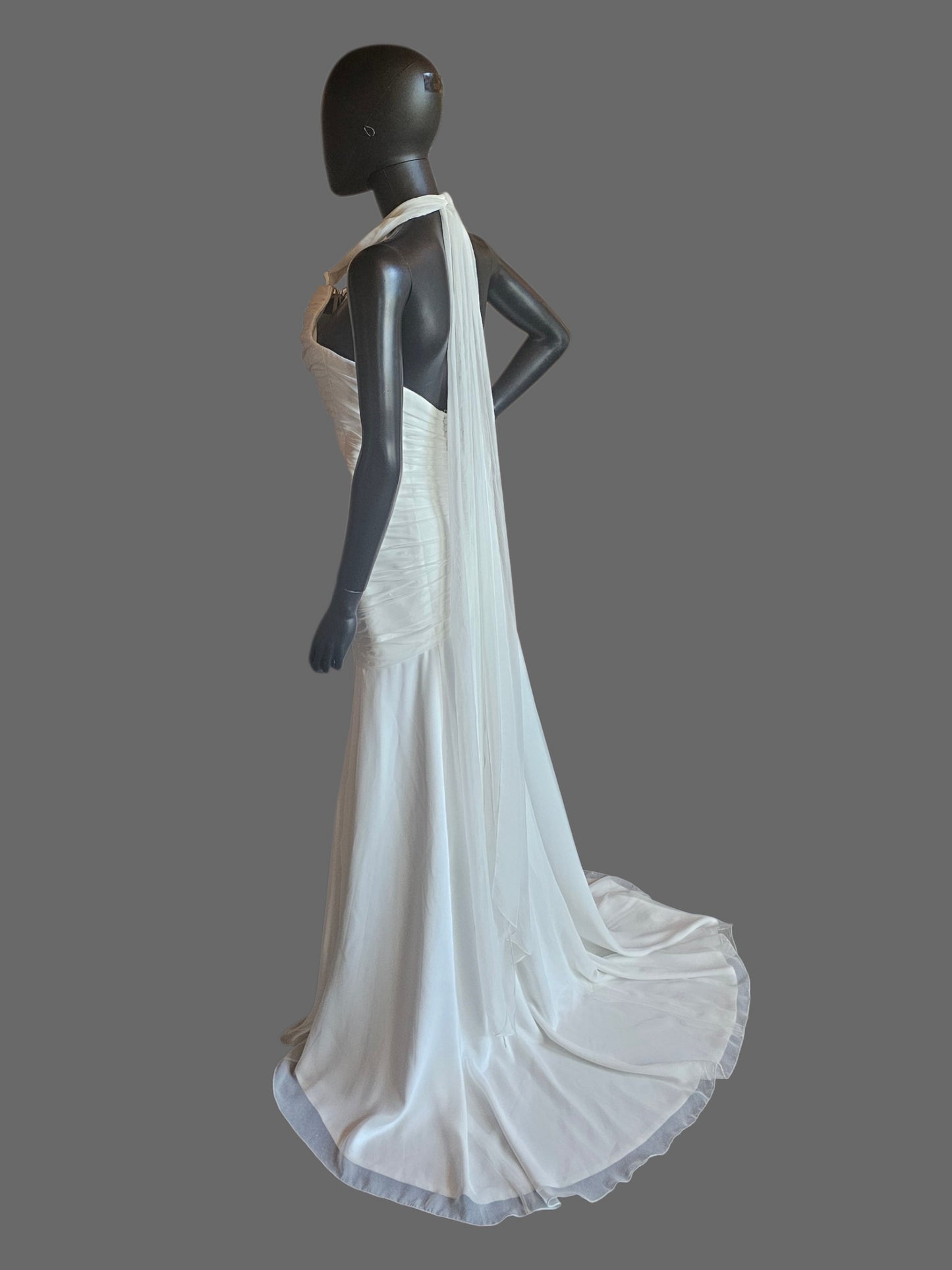 Chiffon Halter Asymmetrical Fit/Flare - Private Label