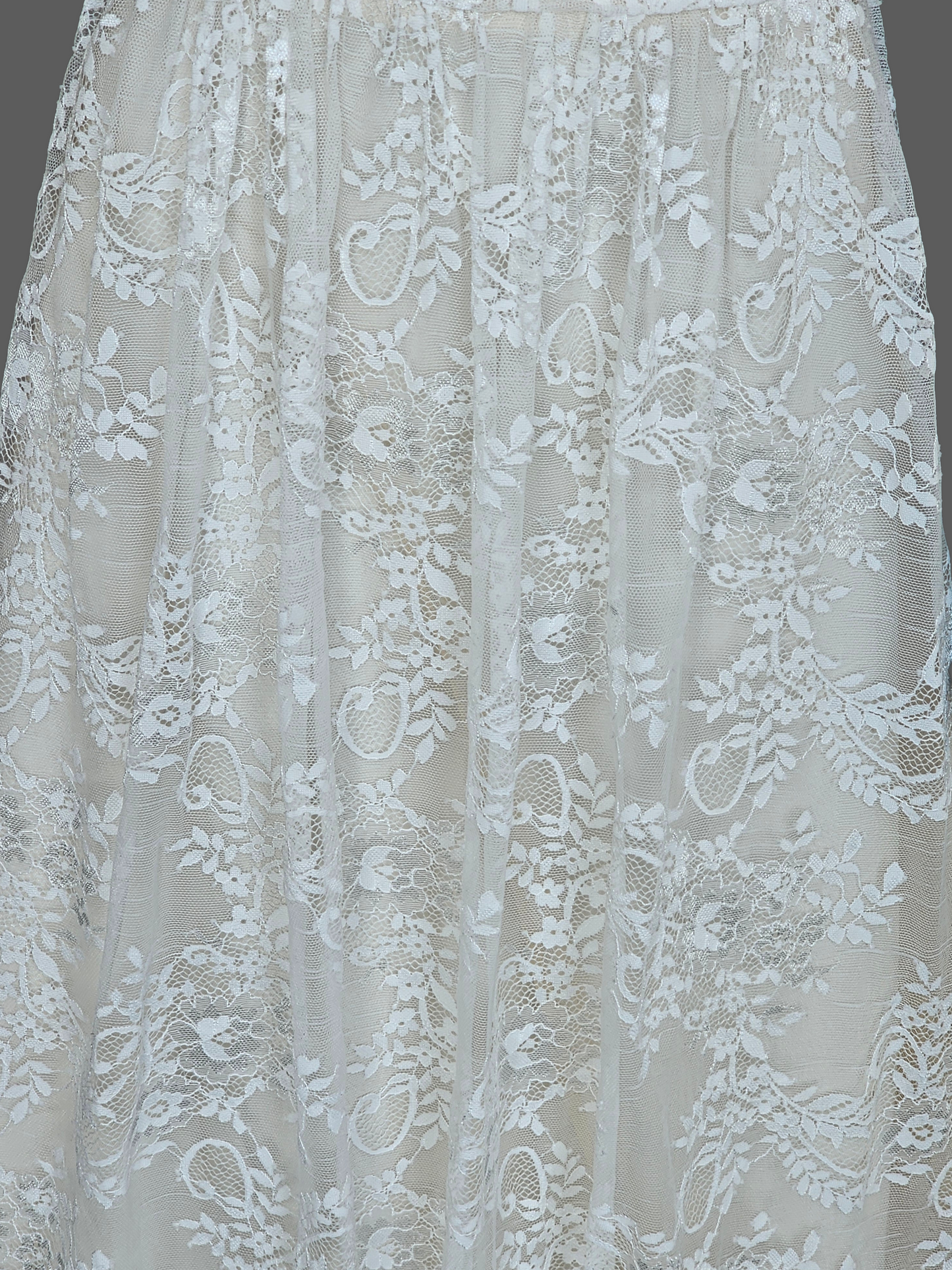 Ivory/Champagne Lace V-Neck Wedding Gown - Da Vinci