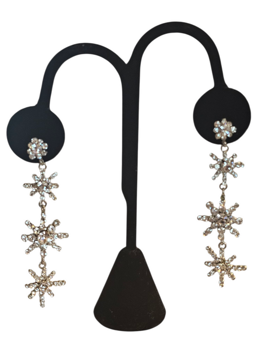 Silver Crystal Starburst Earring