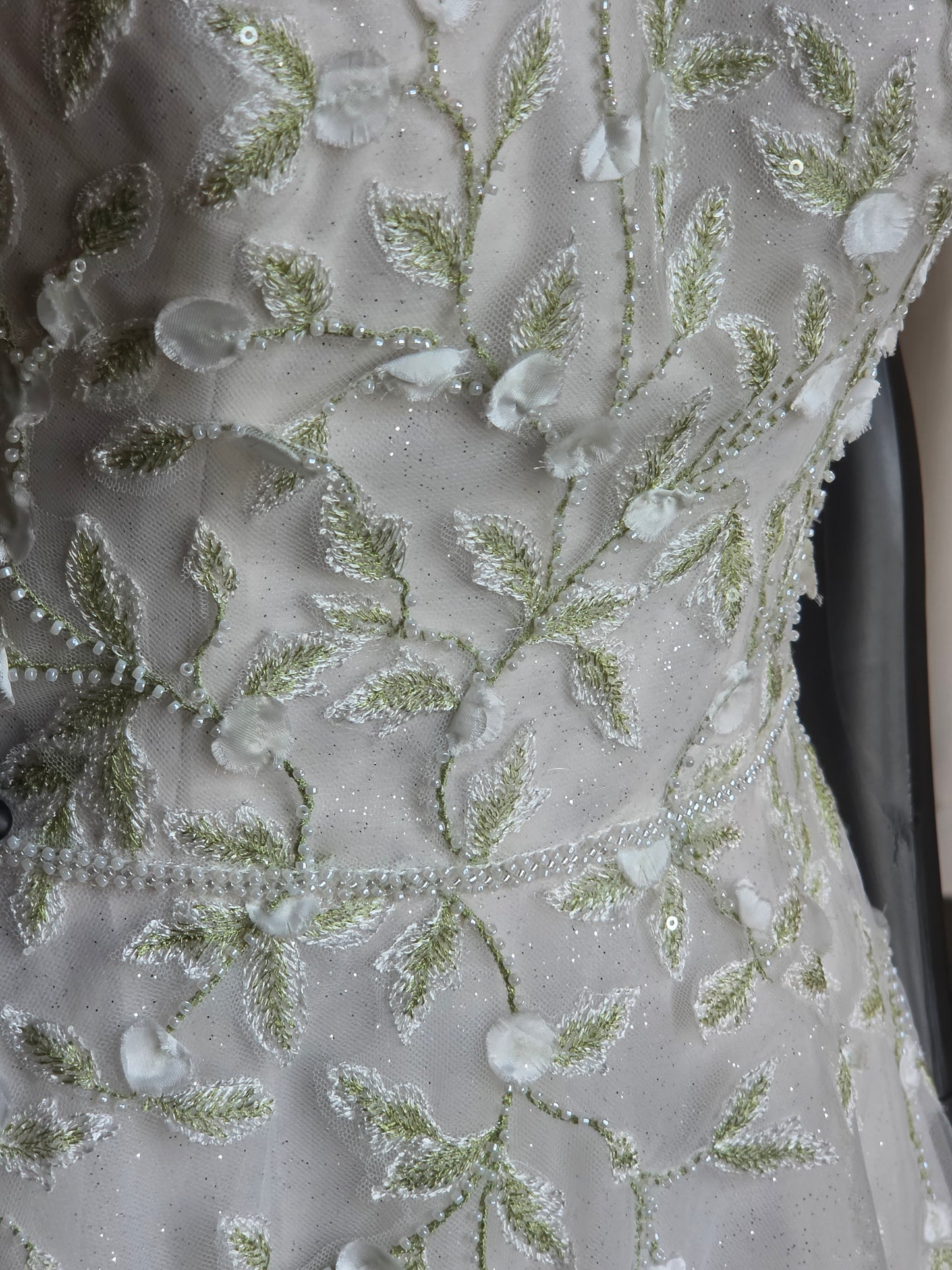 Ivory/Green Floral Sparkle A-Line Wedding Gown - Maggie Sottero