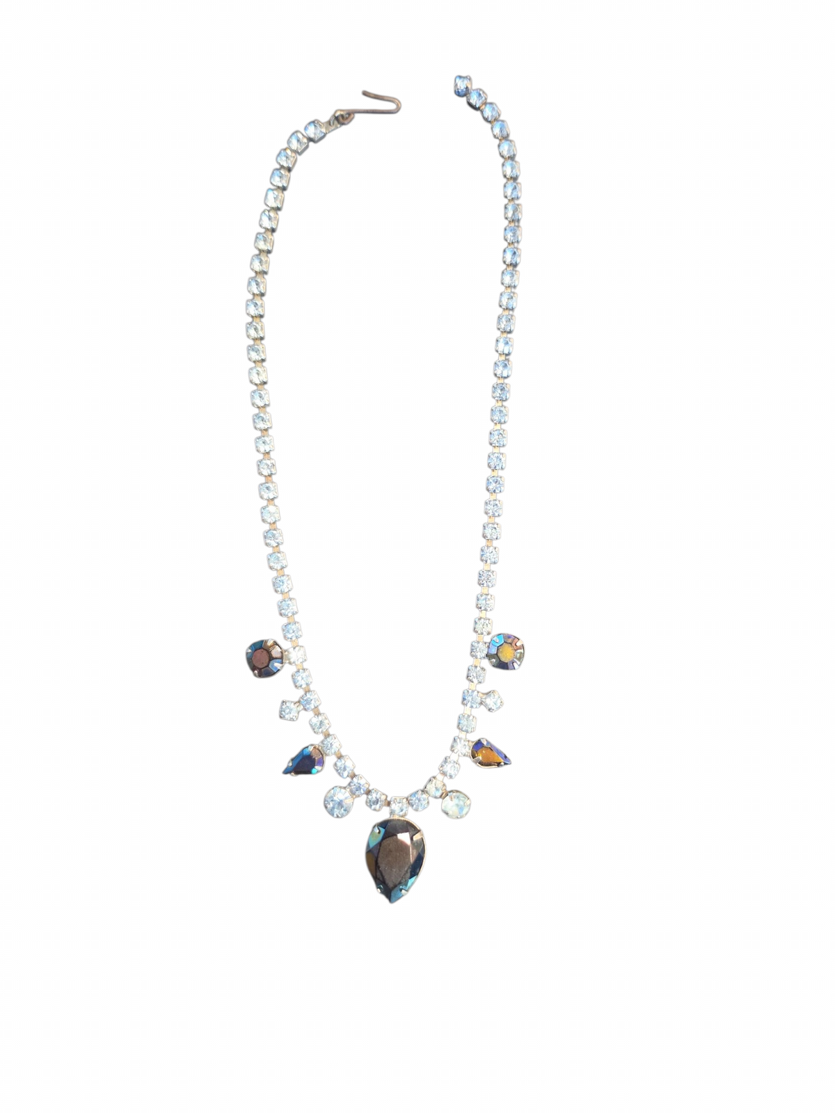 Vintage Blue Paste Teardrop Necklace