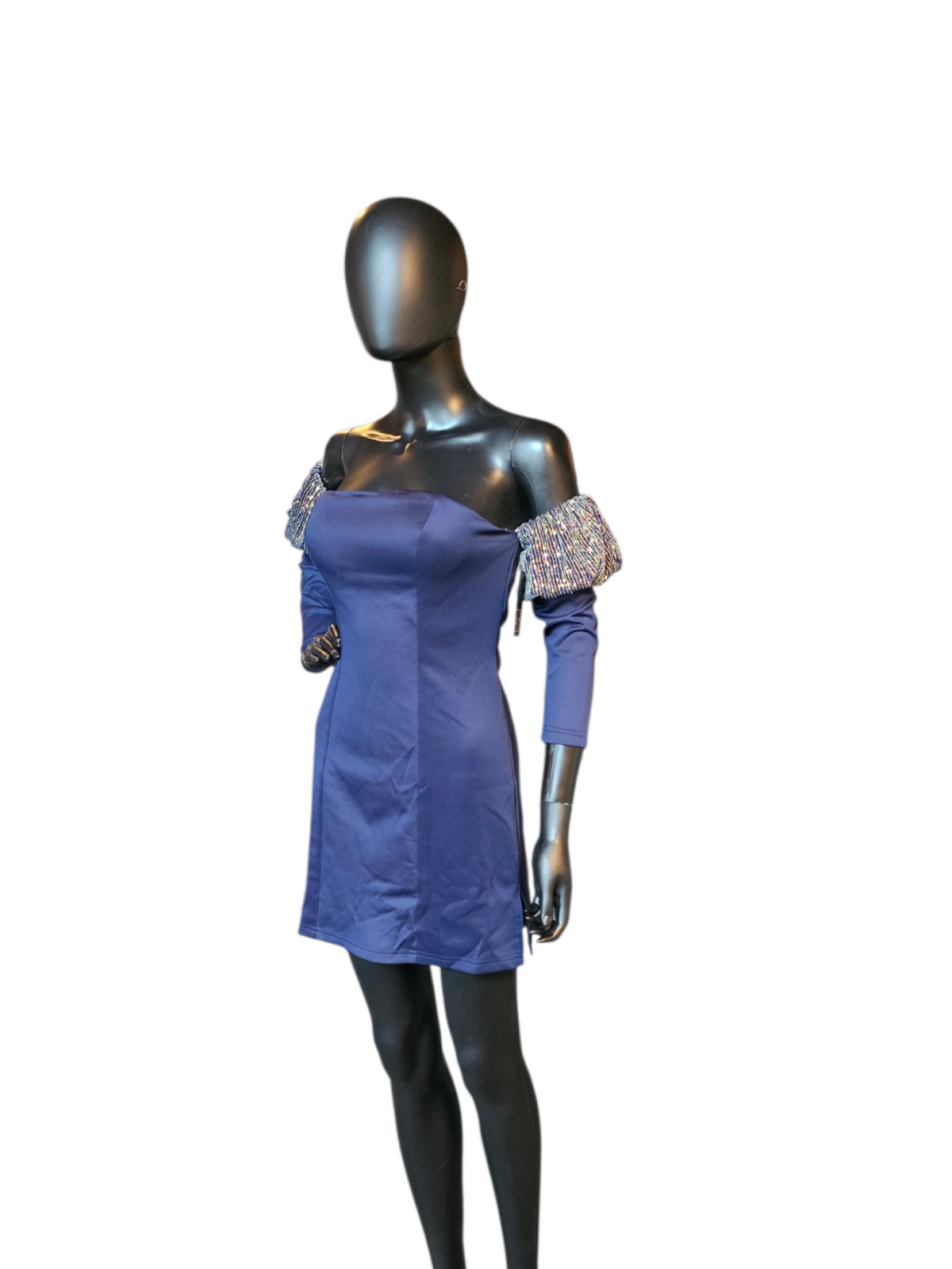 Navy Stretch Off Shoulder NWT Homecoming/ Formal Dress - Giffniseti