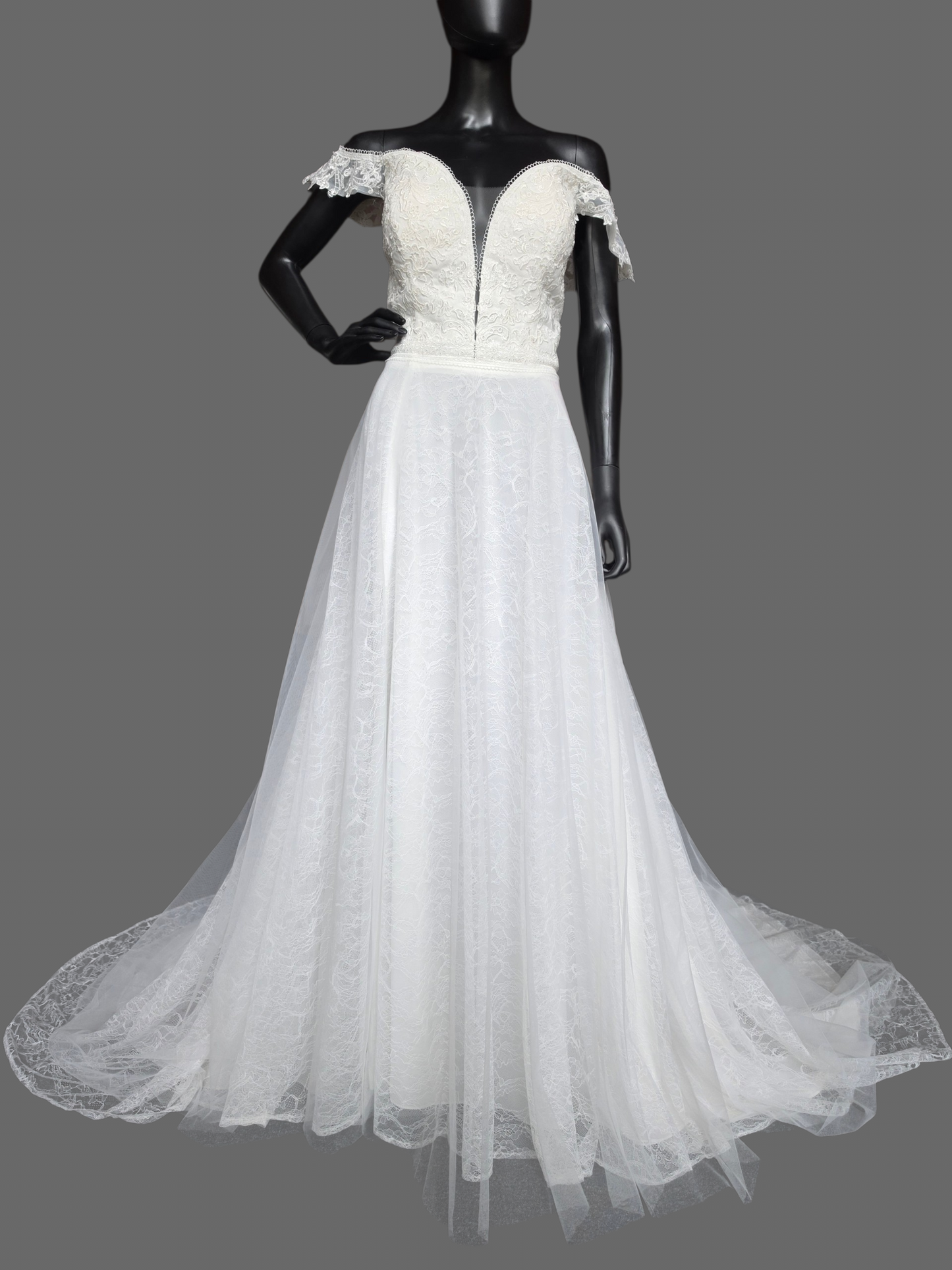 Ivory Lace Off Shoulder Plunge - Da Vinci