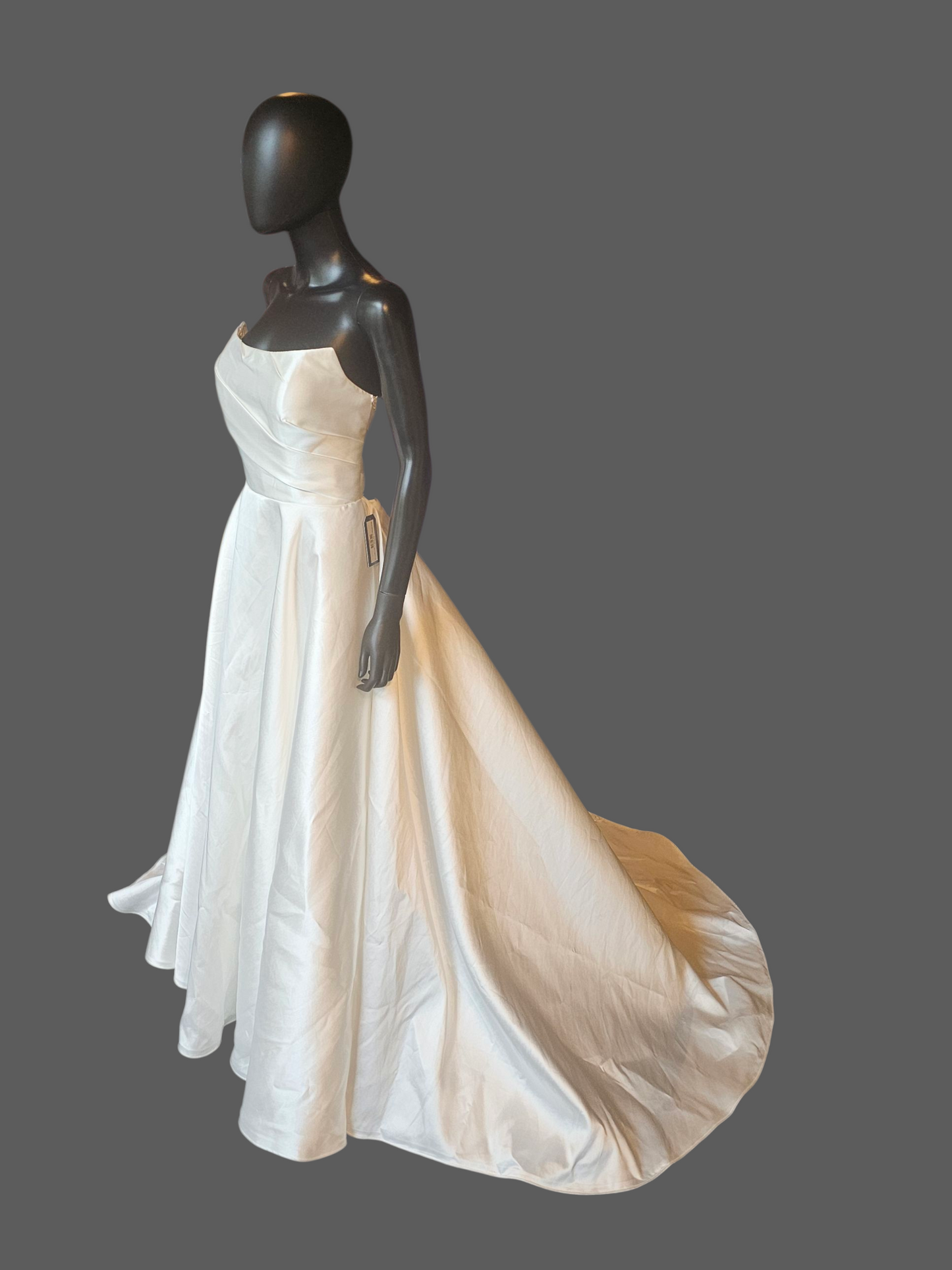 White Mikado A-Line W/Bow Wedding Gown - Moonlight