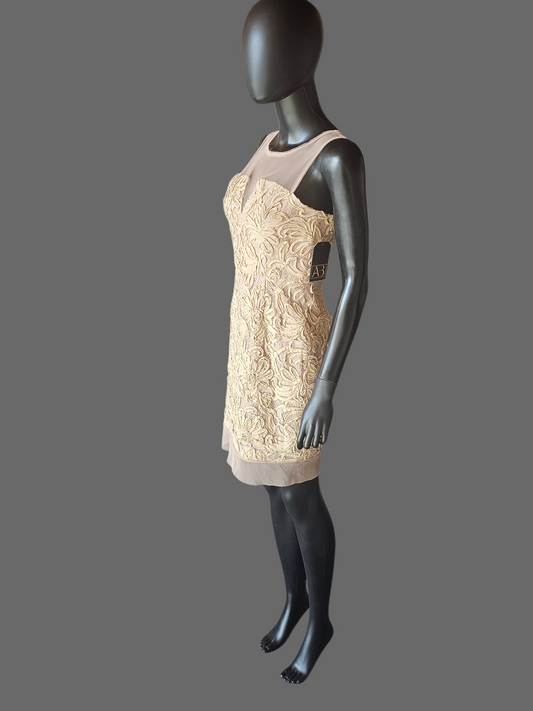 Taupe 3D Lace Illusion Cocktail/Party Dress - BCBG