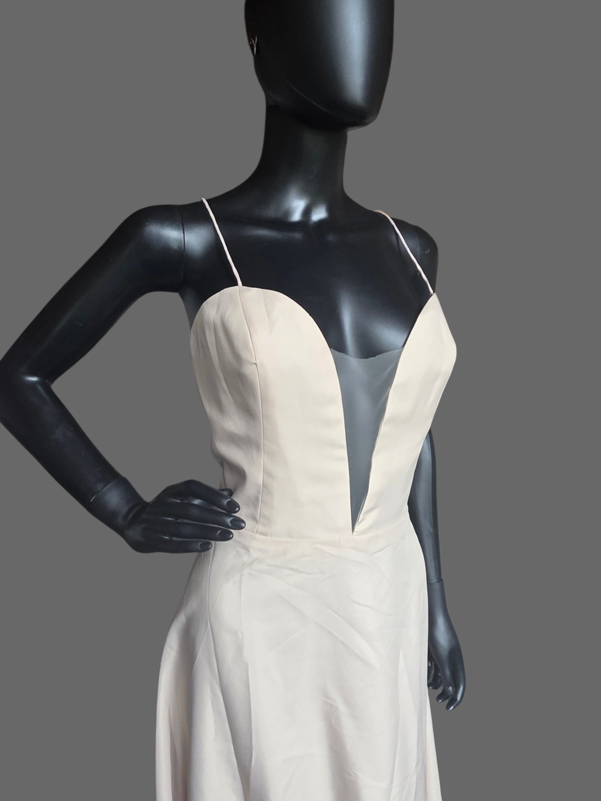Ivory/Nude 3-Look Lace Plunge Sparkle A-Line Wedding Gown W/Detatch Sleeve - Martin Thornburg