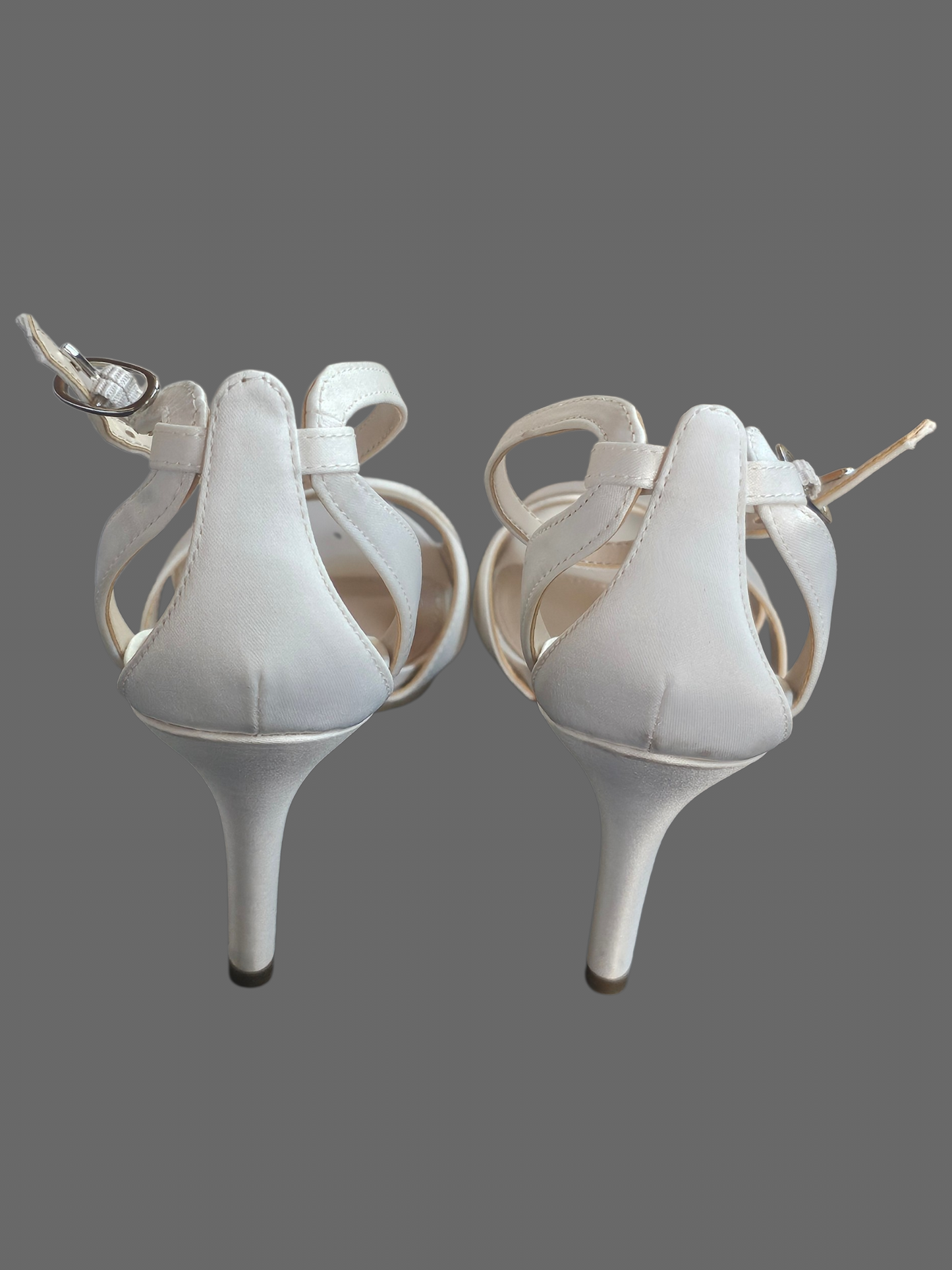 Ivory Satin Strappy Heel Sandal - Nina